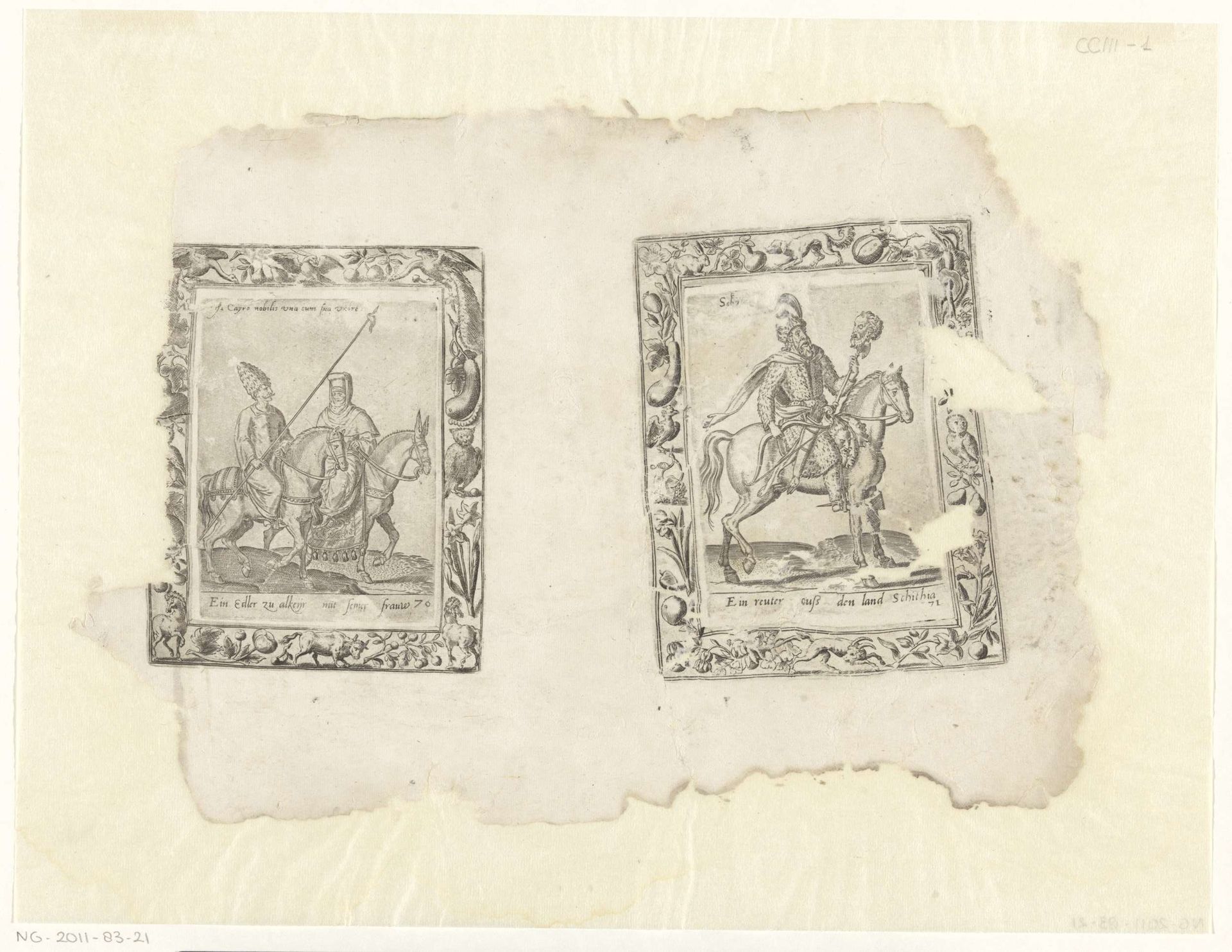Arabische edelman en zijn vrouw en Scythische ruiter by Abraham de Bruyn
