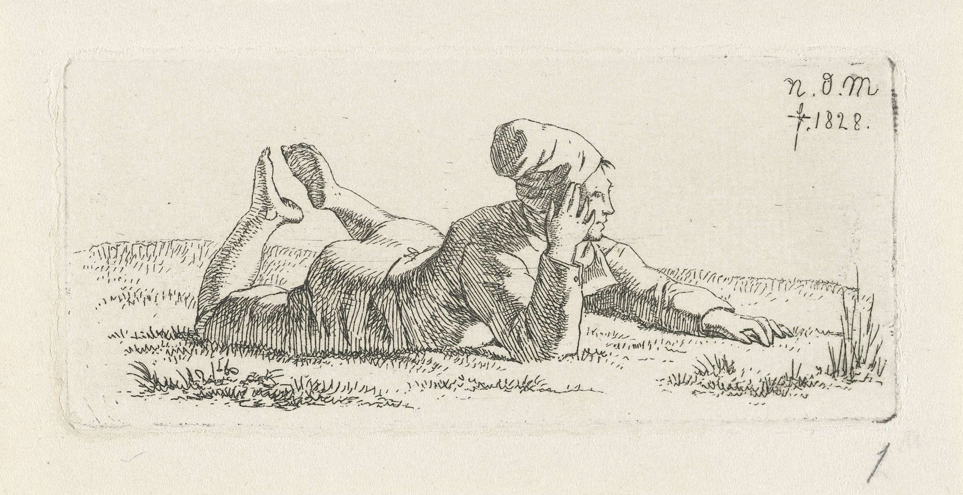 Liggende jongen by Anthonie Willem Hendrik Nolthenius de Man