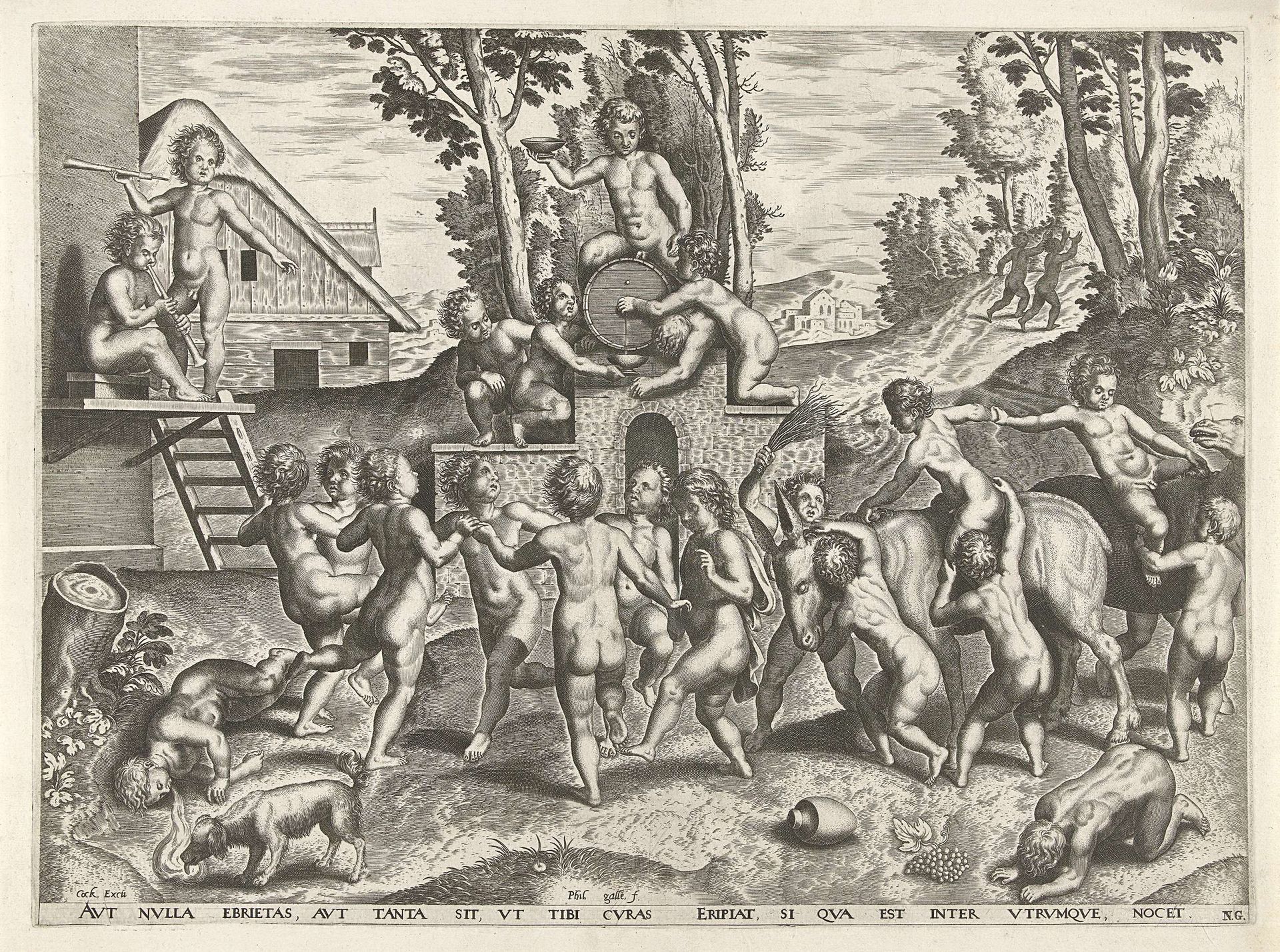 Bacchanaal van kinderen by Philips Galle