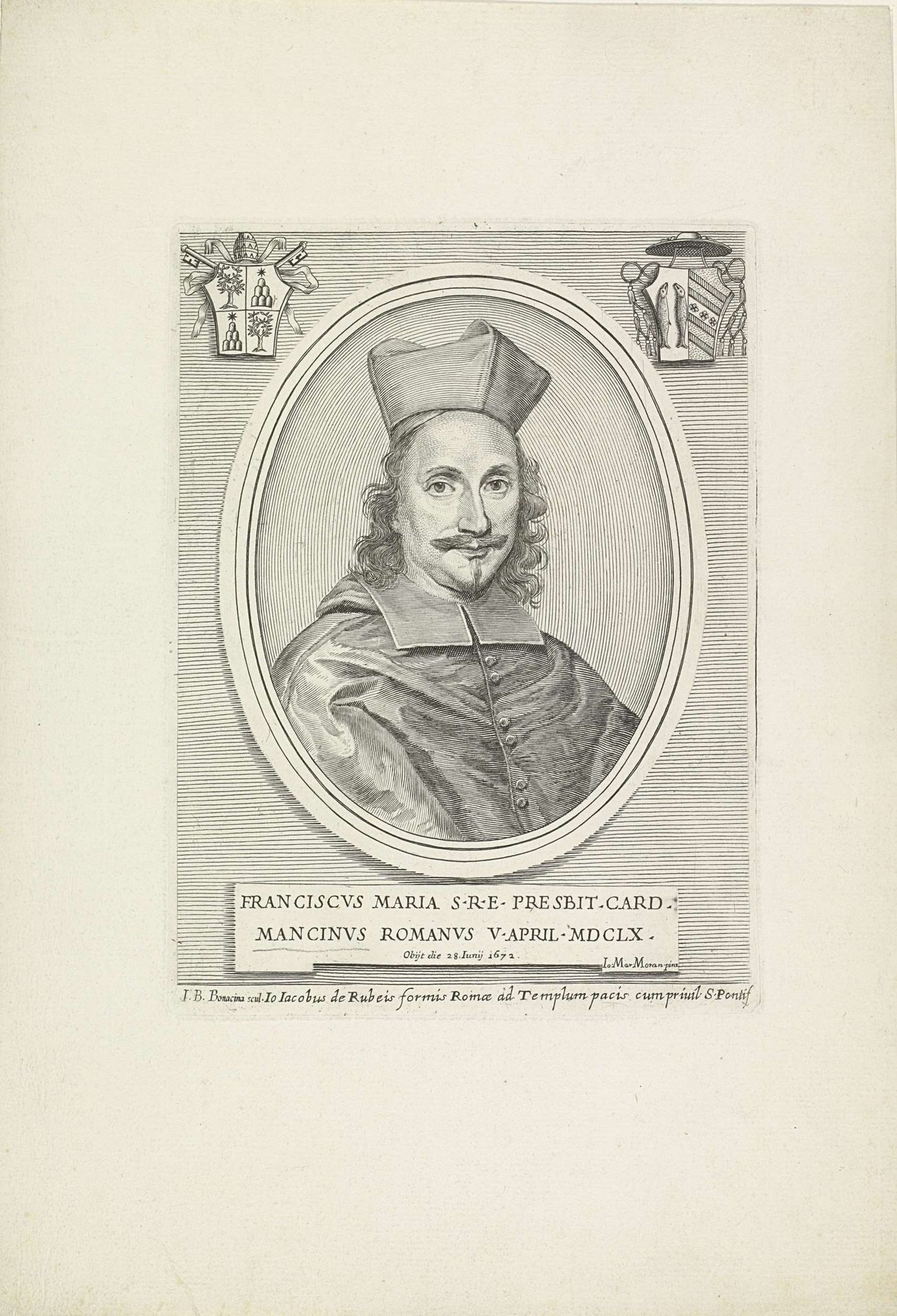 Portret van kardinaal Francesco Maria Mancini by Giovanni Battista Bonacina