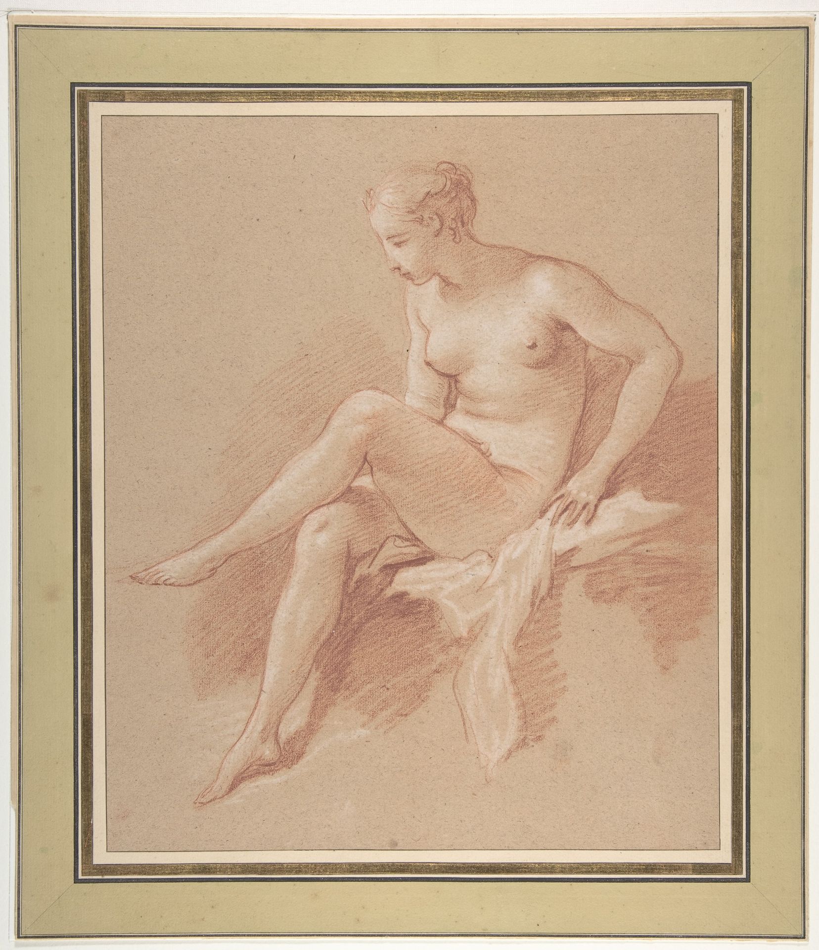 Seated female nude by Francois Boucher