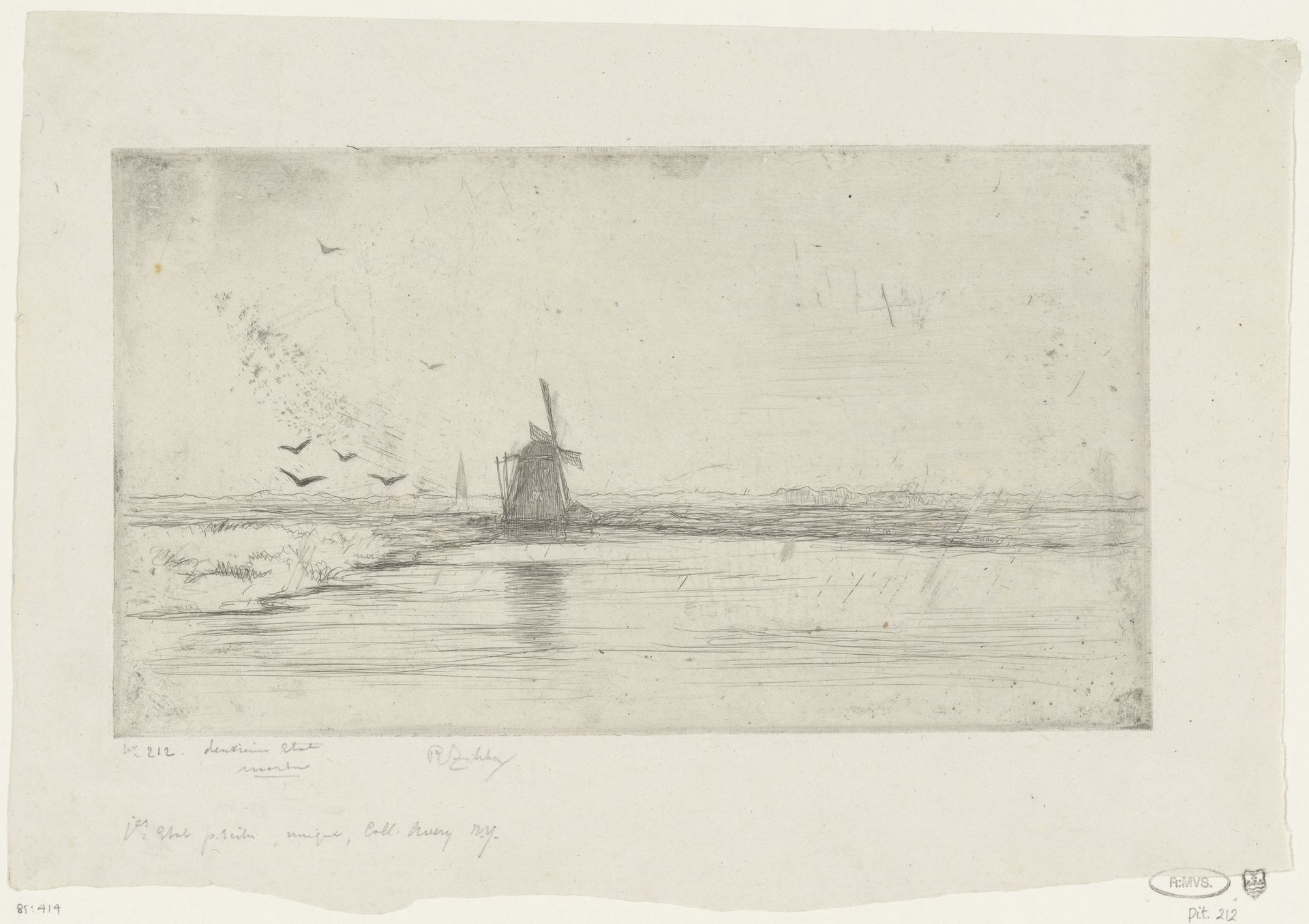 Molen aan een kanaal by Philip Zilcken