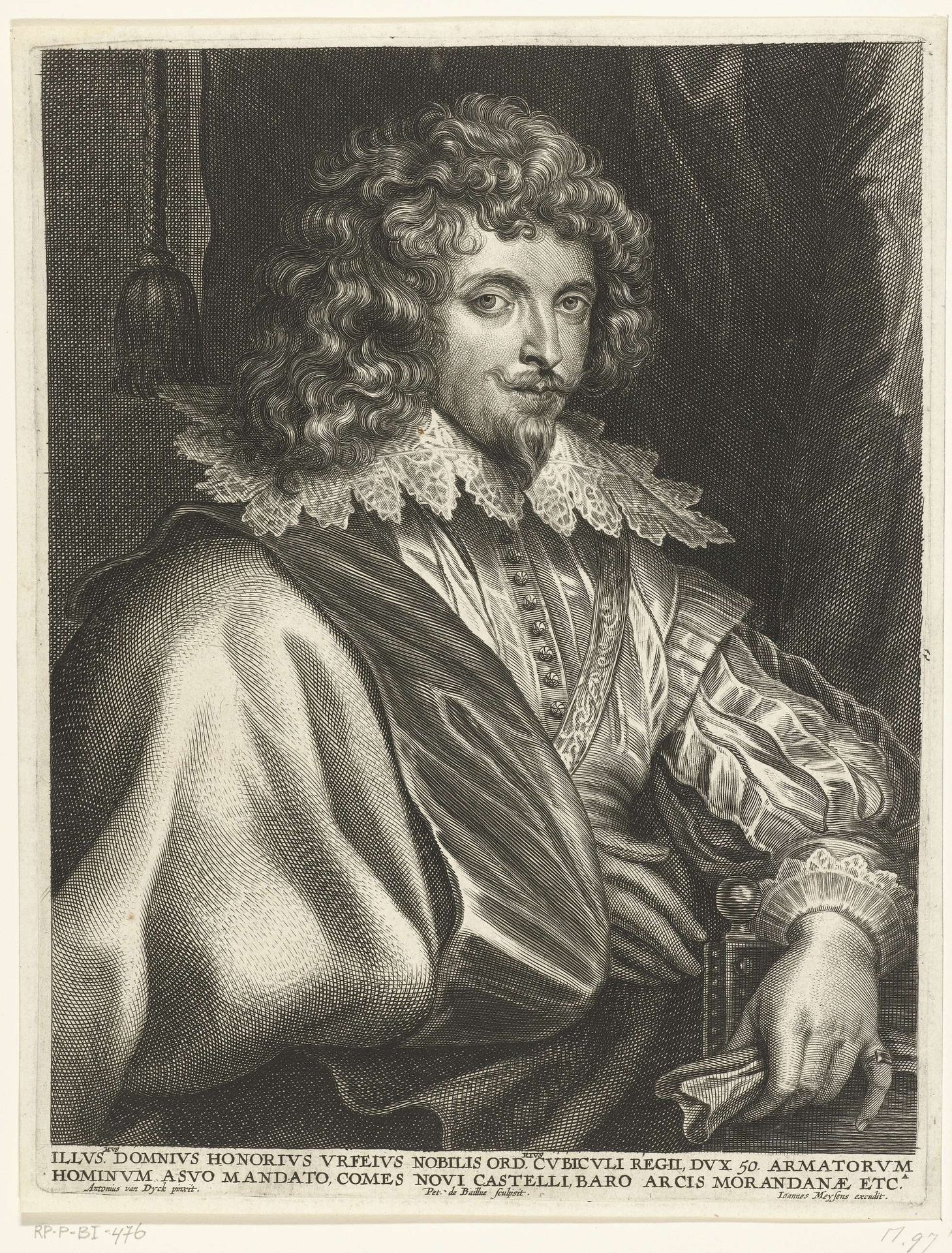 Portret van de schrijver Honoré d'Urfé by Pieter de Bailliu