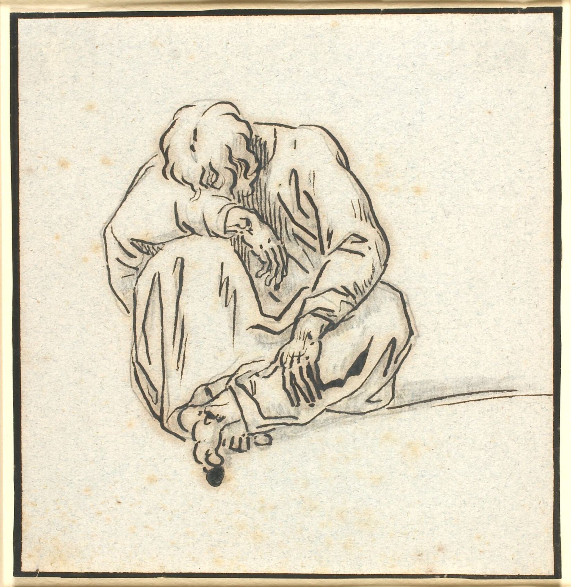 En siddende sammenkrøben mandsfigur by Nicolai Abildgaard
