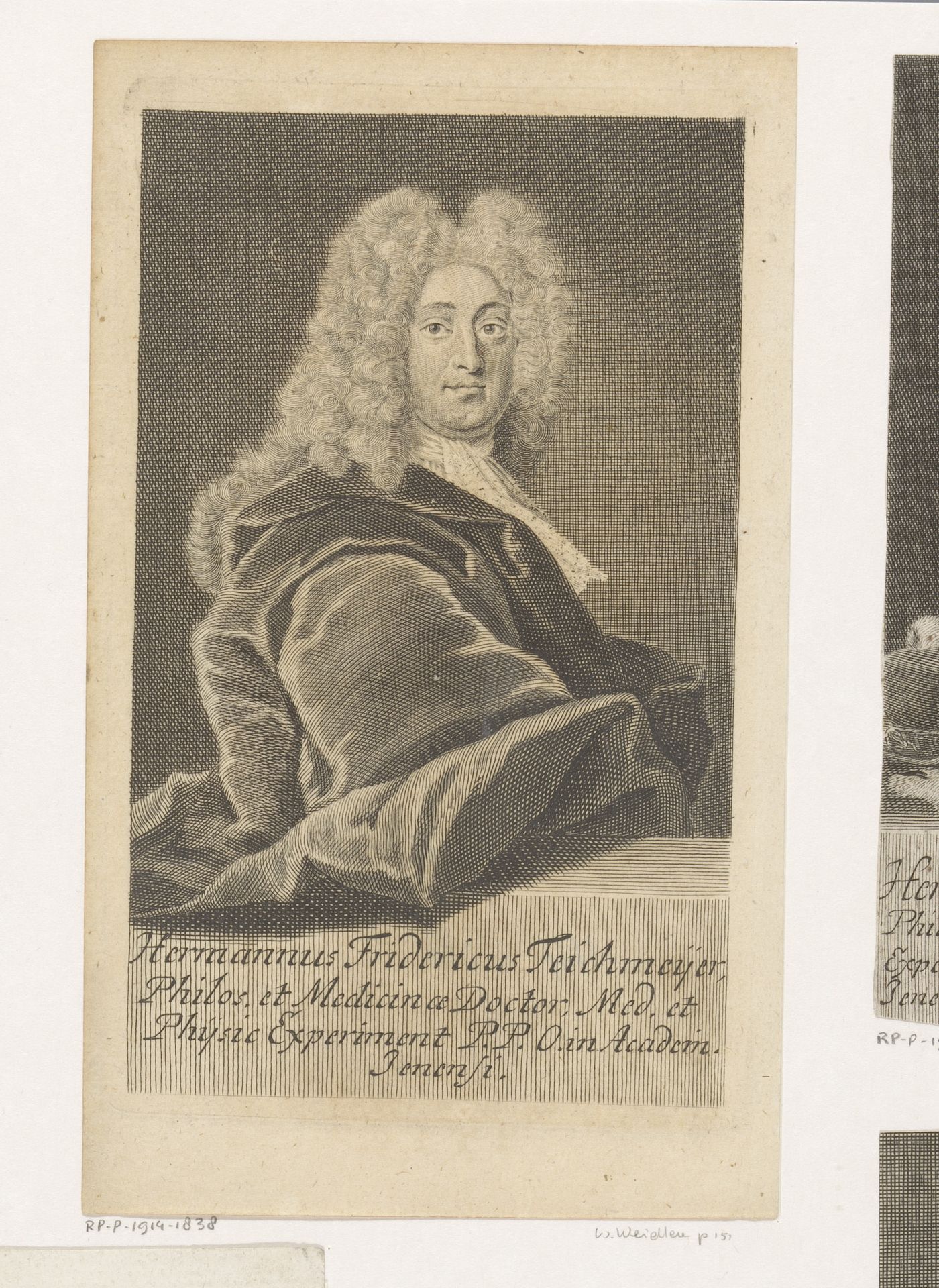 Portret van Hermann Friedrich Teichmeyer by Martin Bernigeroth