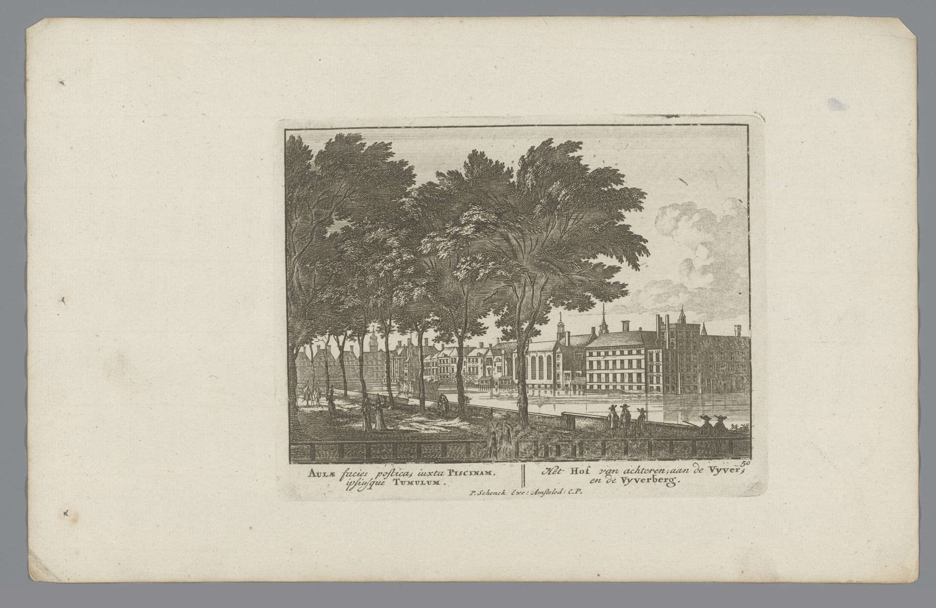 Gezicht op het Buitenhof en de Vijverberg by Jan van Call