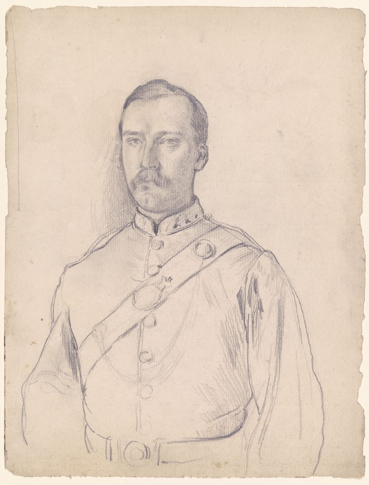 Bildnis eines Mannes in Uniform, Halbfigur by Otto Scholderer