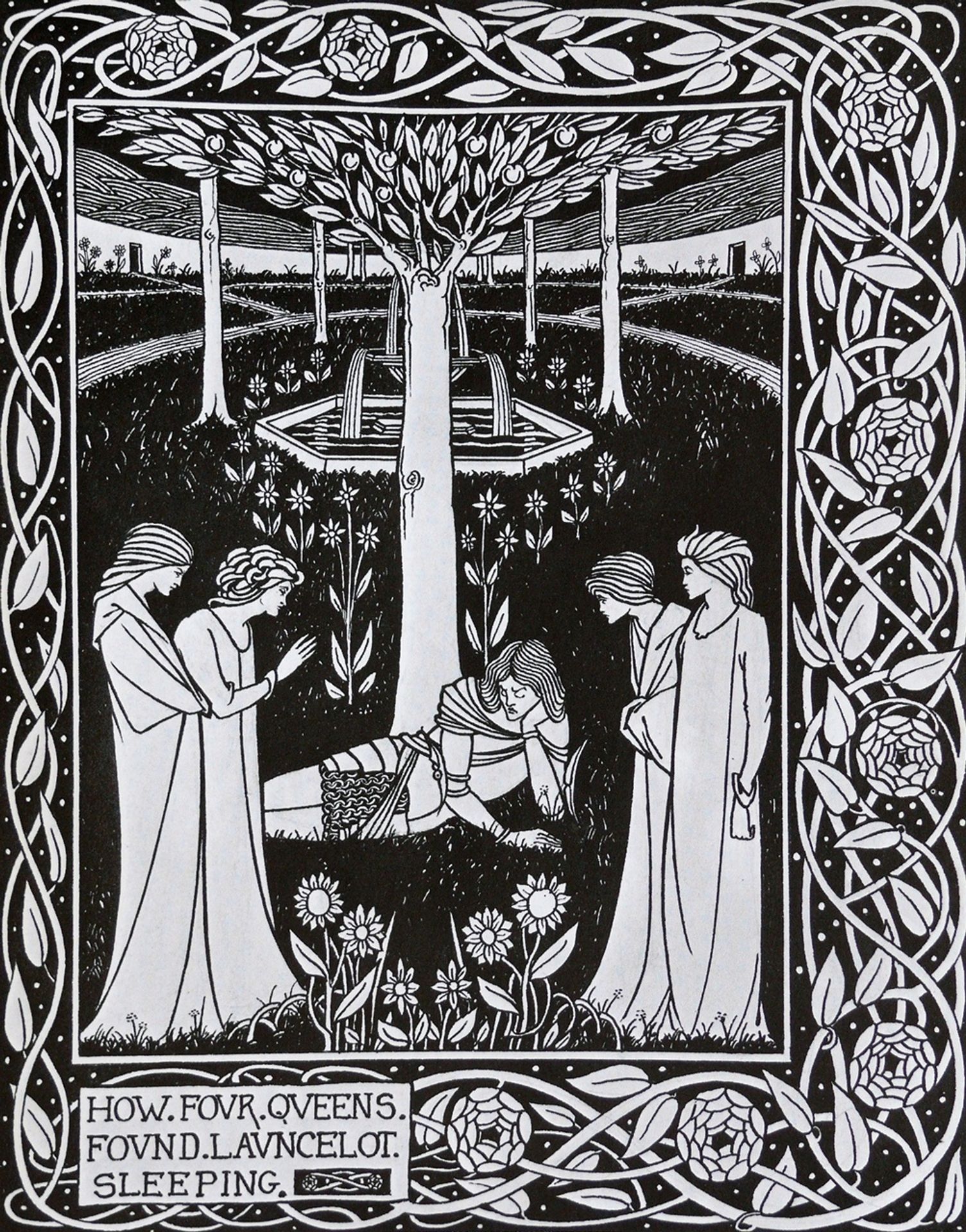 How Four Queens found Launcelot Sleeping by Aubrey Vincent Beardsley