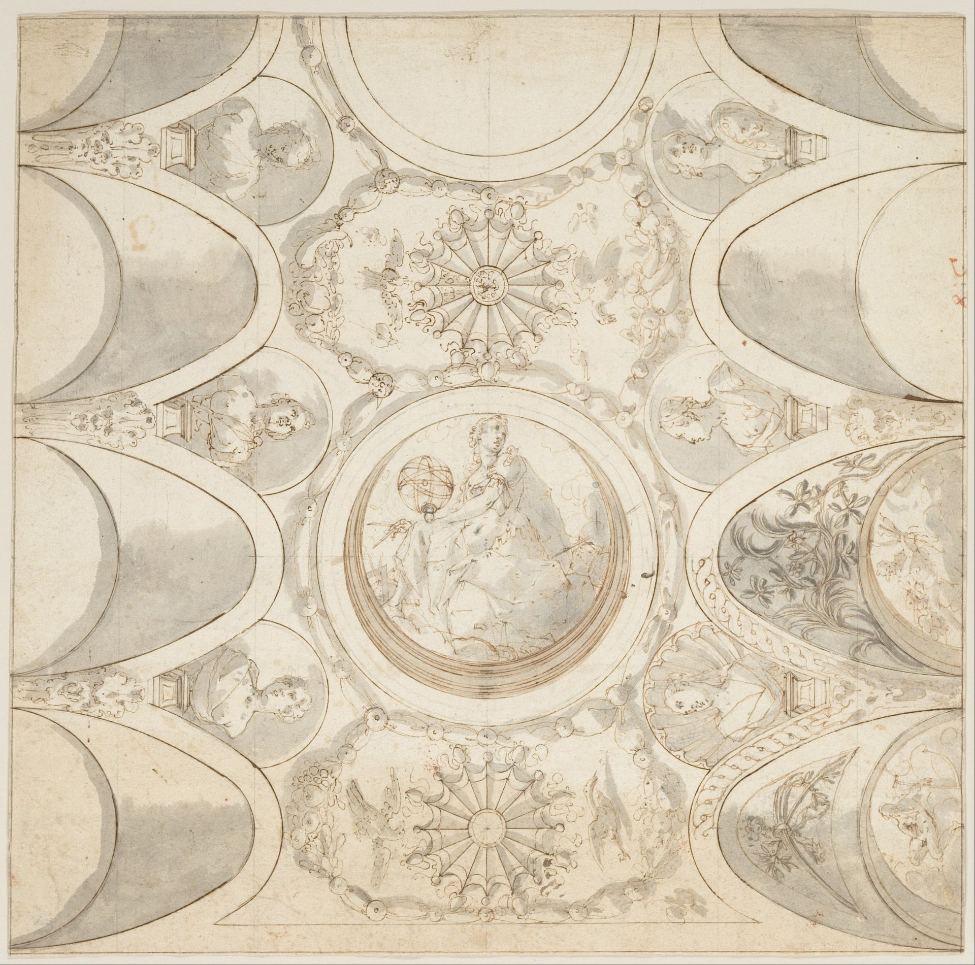 Design for Ceiling with Allegorical Figure of Astronomy. by Giovanni Battista Crespi ("Il Cerano")