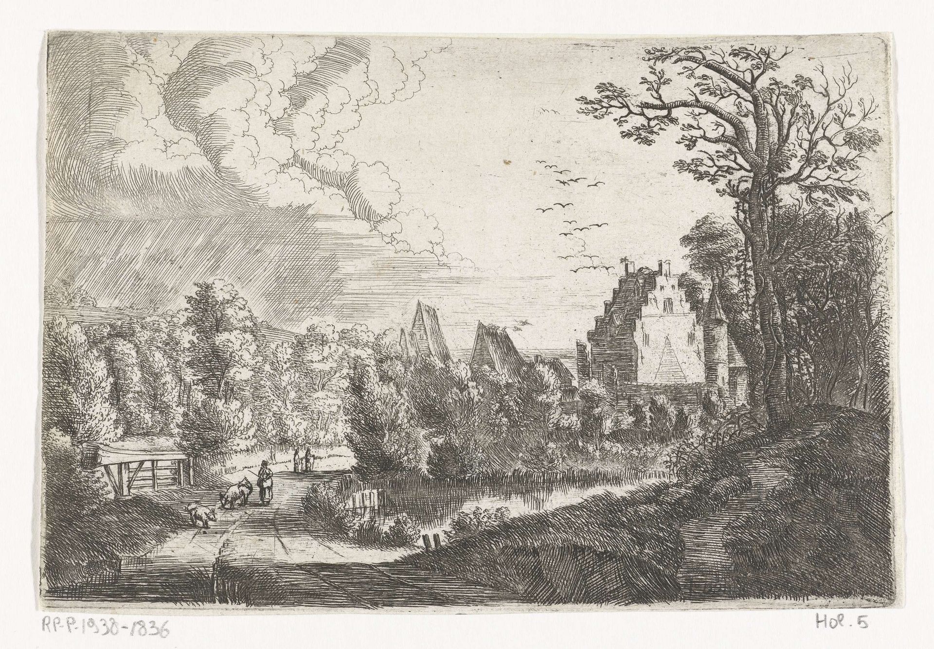 Landschap met een kasteel by Jean Baptiste Bonnecroy
