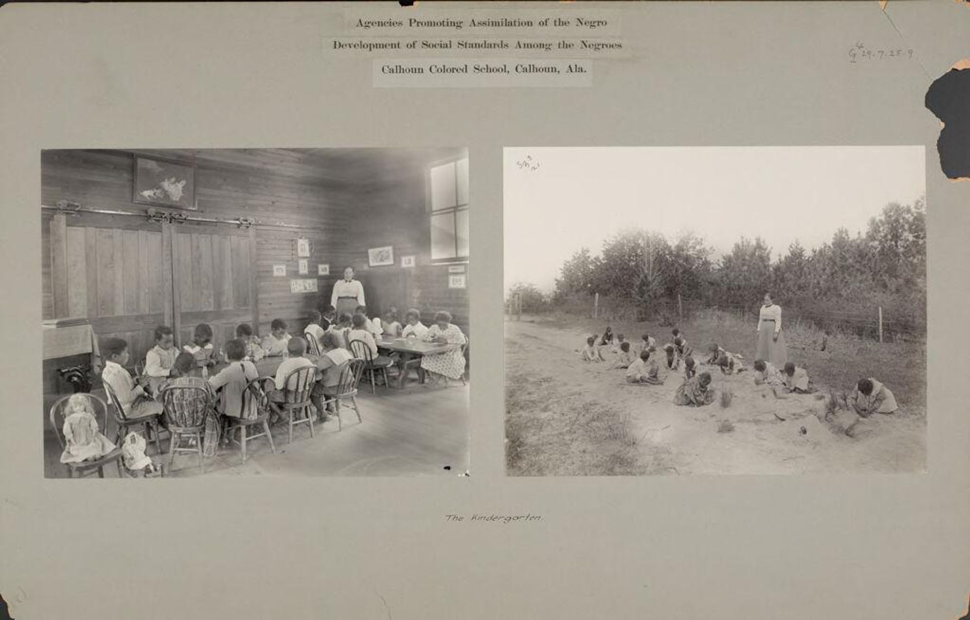 Social Settlements: United States. Alabama. Calhoun. "Calhoun Colored School": Agencies Promoting Assimilation of the Negro. Development of Social Standards Among the Negroes. Calhoun Colored School, Calhoun, Ala.: The Kindergarten. by Attributed to Frances Benjamin Johnston