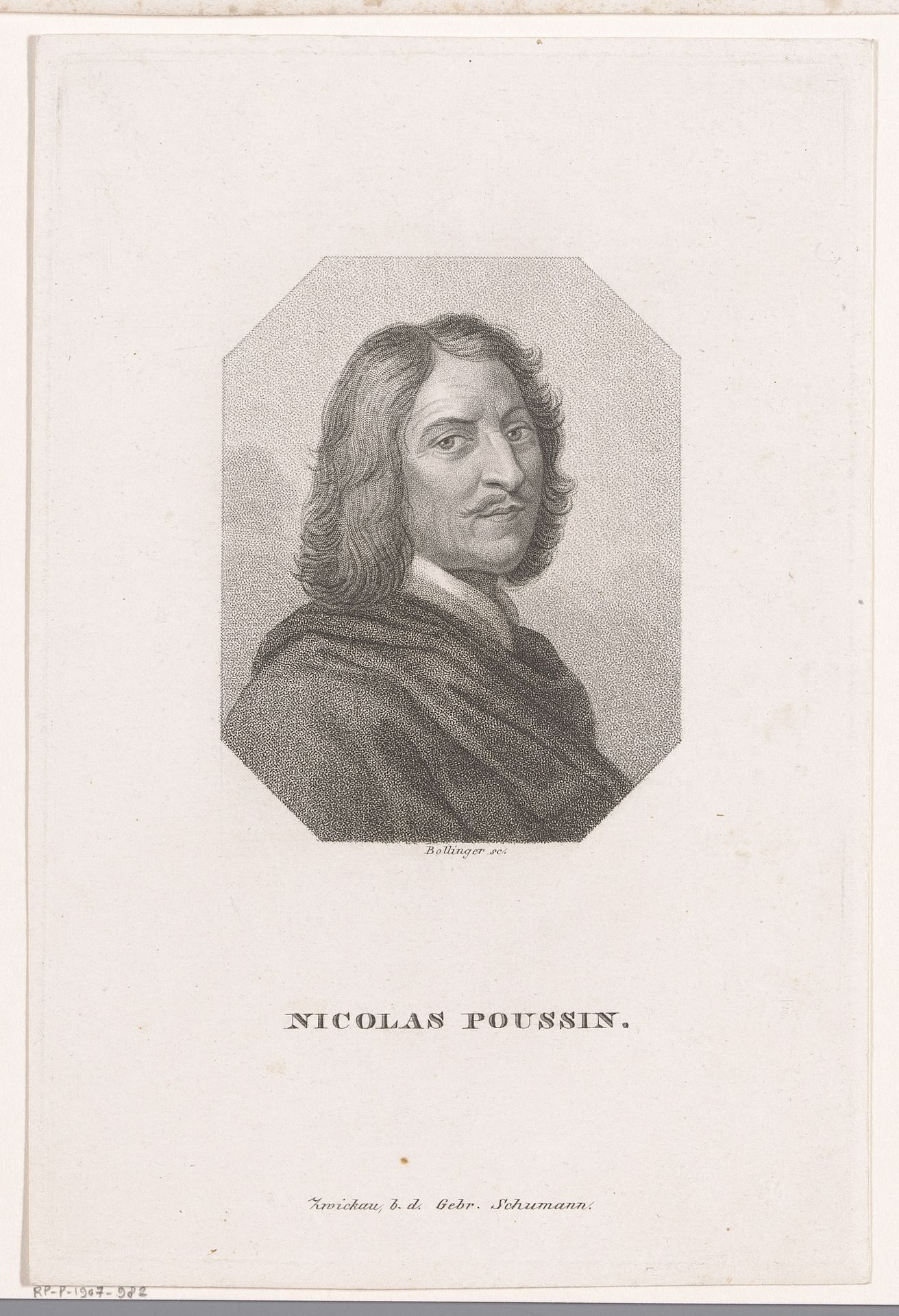 Portret van Nicolas Poussin by Friedrich Wilhelm Bollinger