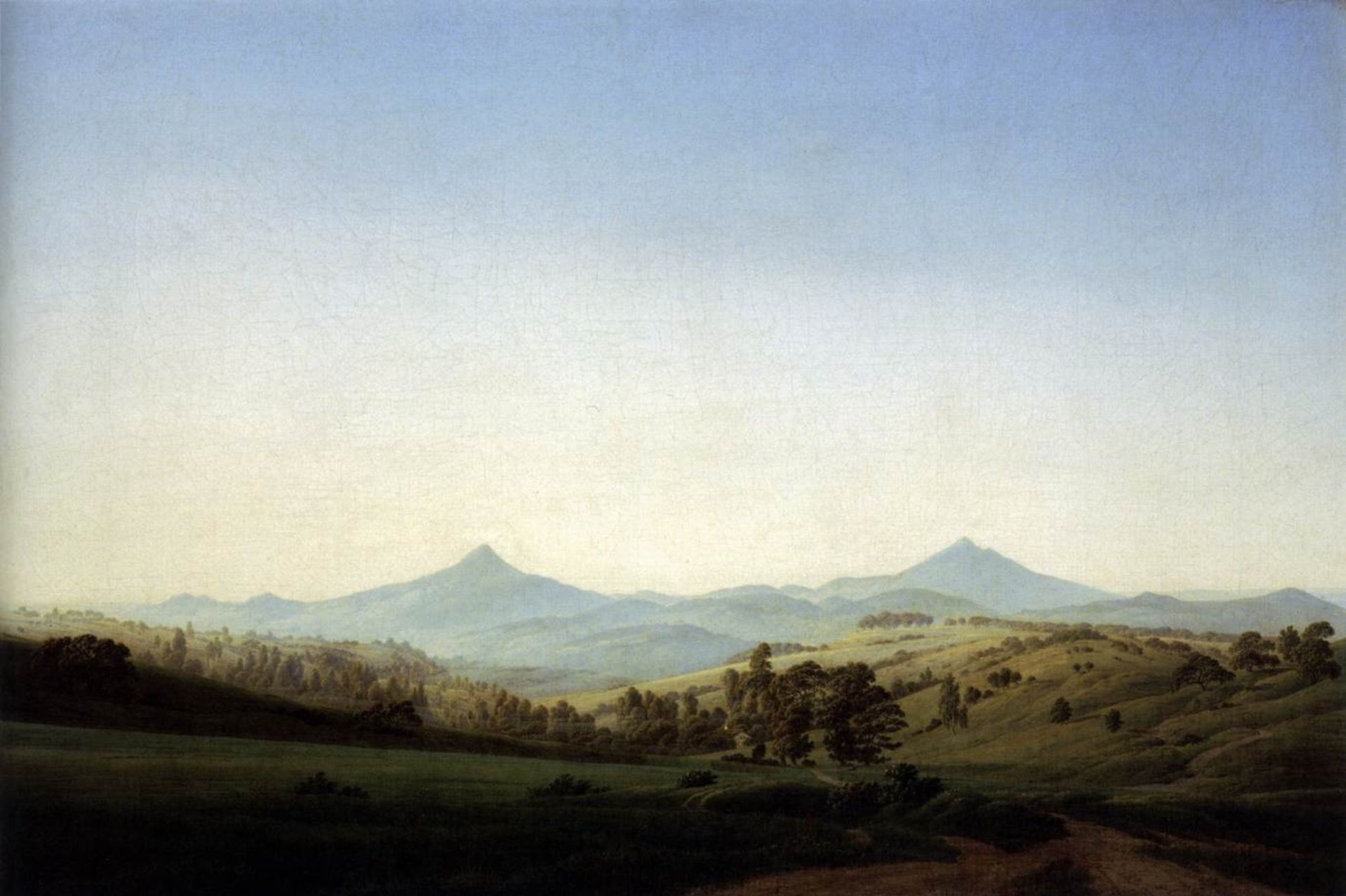 Bohemian Landscape with Mount Milleschauer by Caspar David Friedrich
