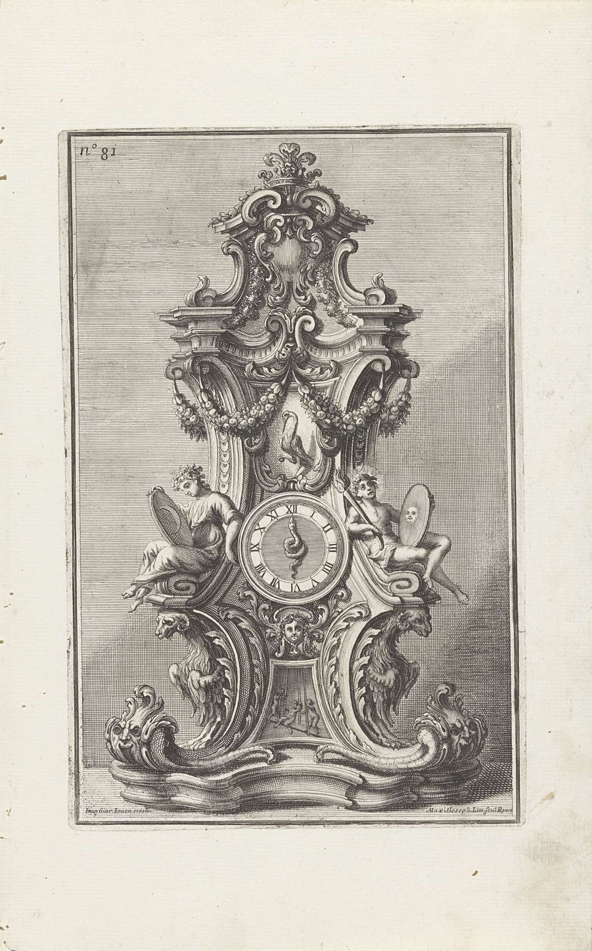 Klok met de personificaties van Dag en Nacht by Maximilian Joseph Limpach
