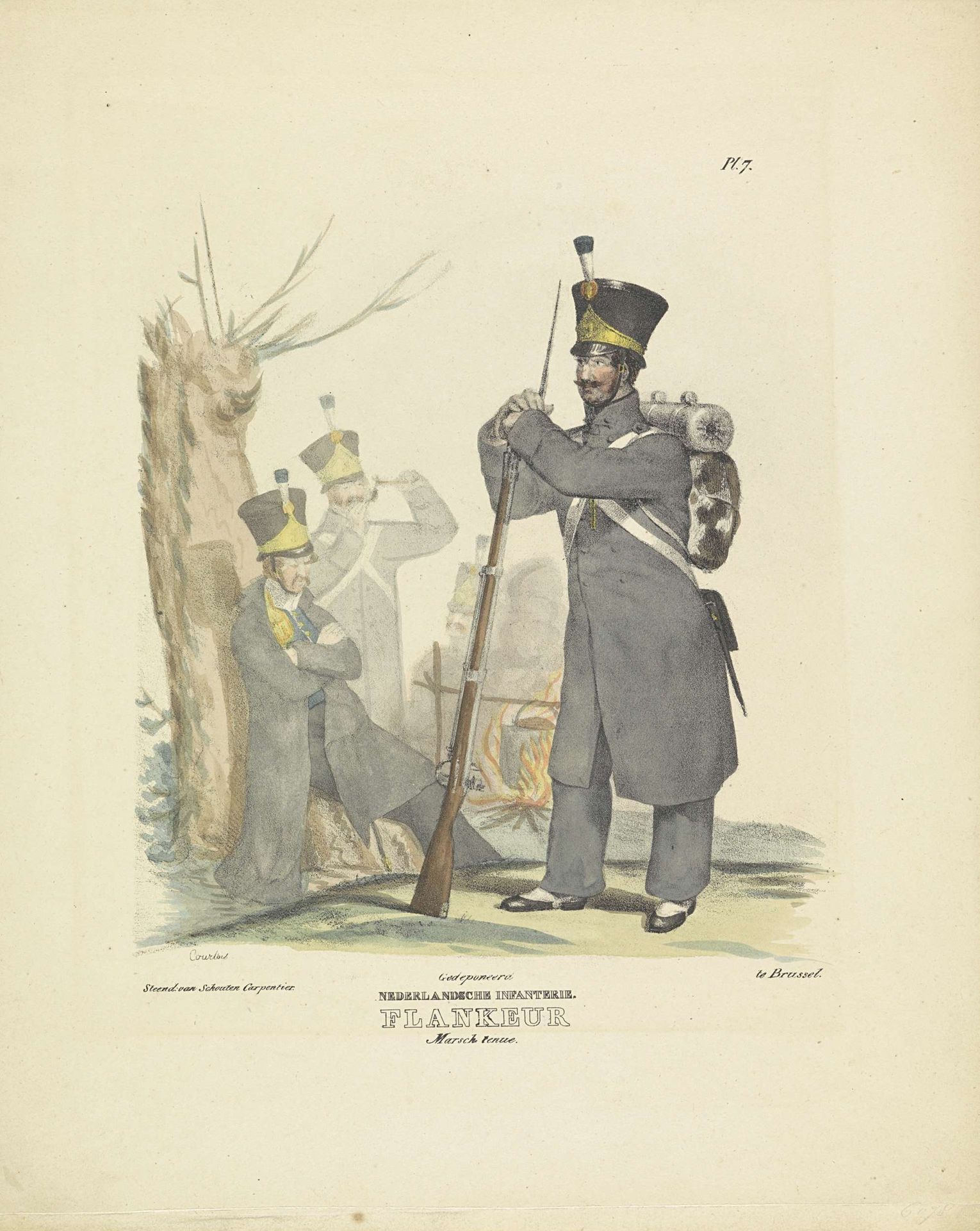 Flankeur in mars tenue, 1820-1825 by A. Courtois