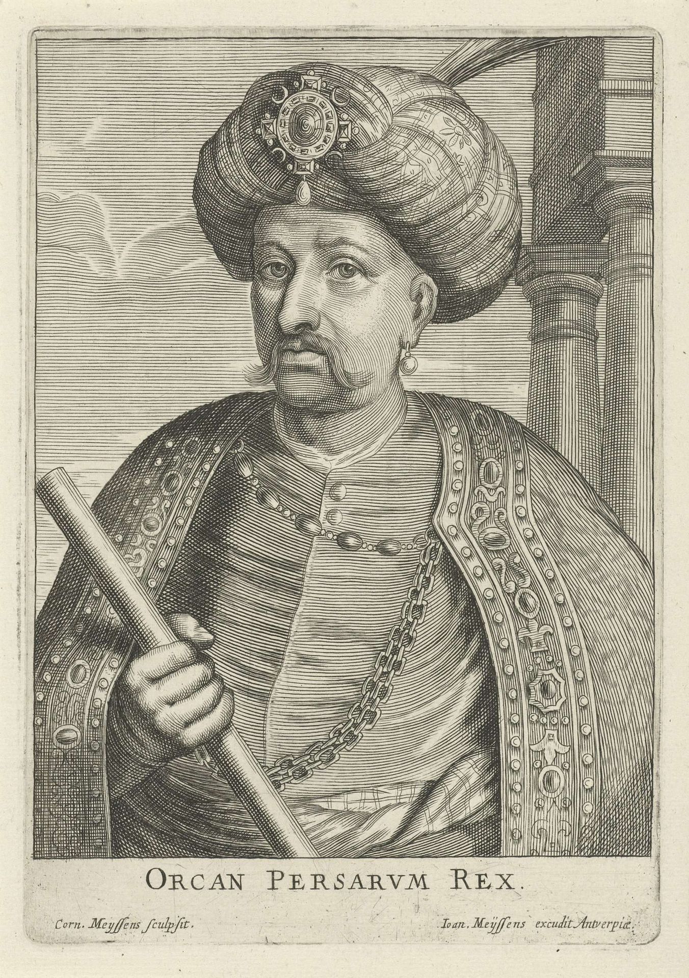 Portret van Orcan Persarum Rex by Cornelis Meyssens