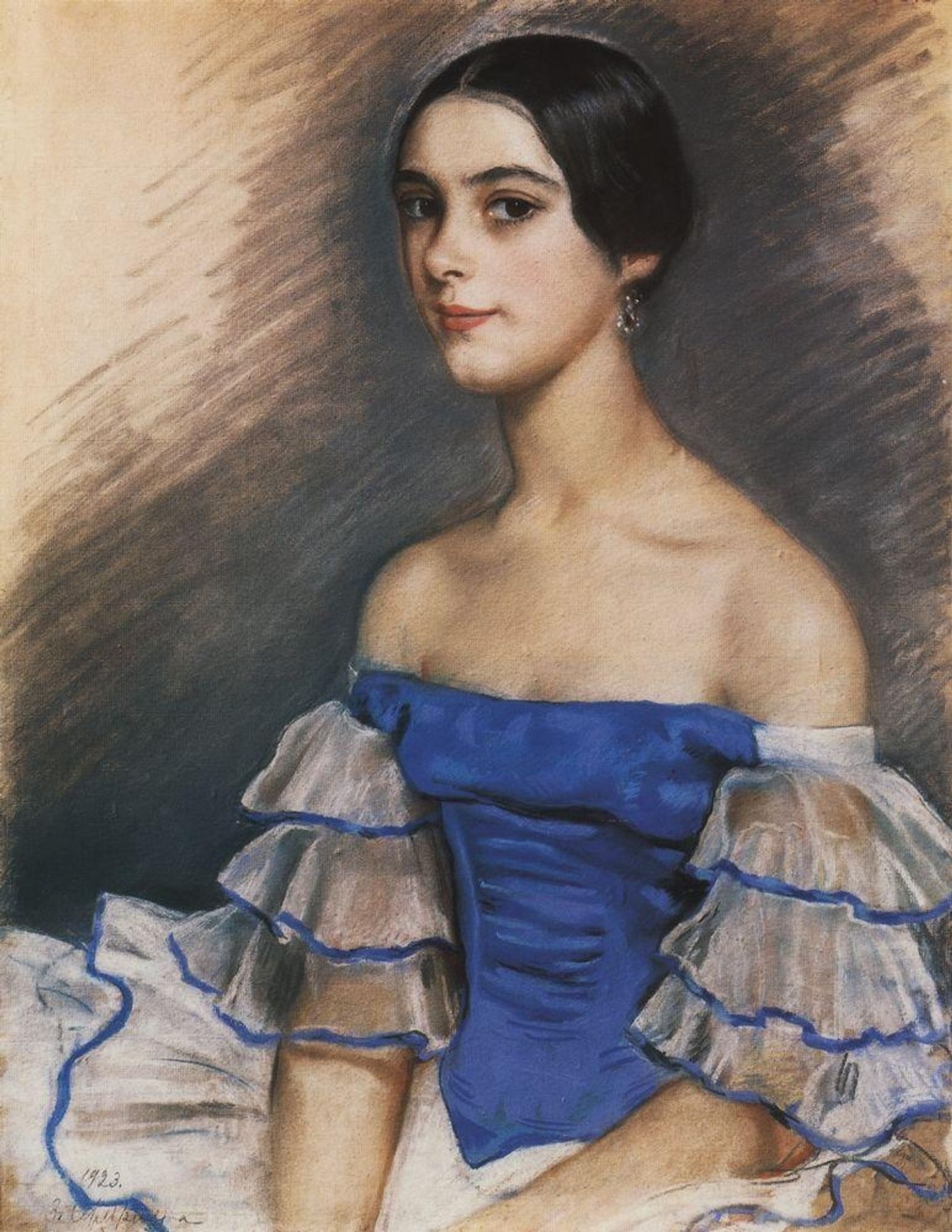 Portrait of N. Geydenreyh in Blue by Zinaida Serebriakova