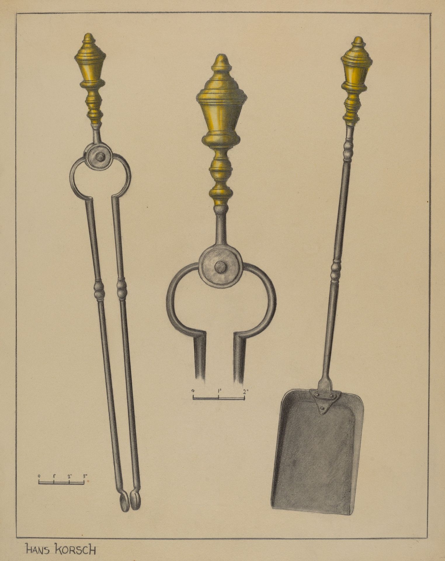 Fire Tongs and Shovel by Hans Korsch