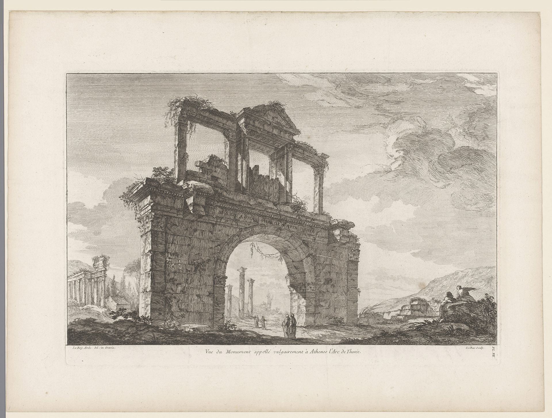 Gezicht op de Poort van Hadrianus by Jacques Philippe Le Bas