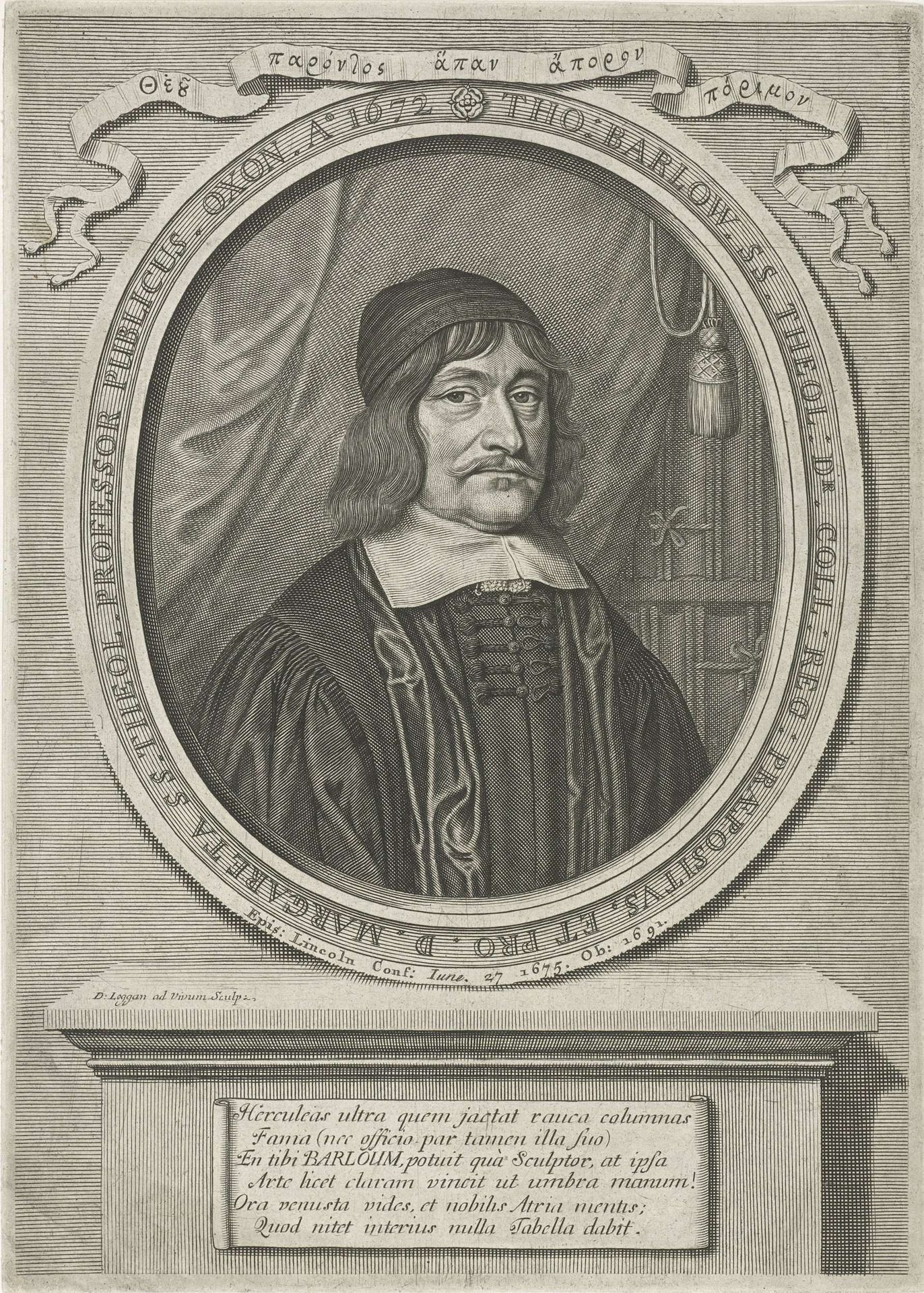 Portret van Thomas Barlow by David Loggan