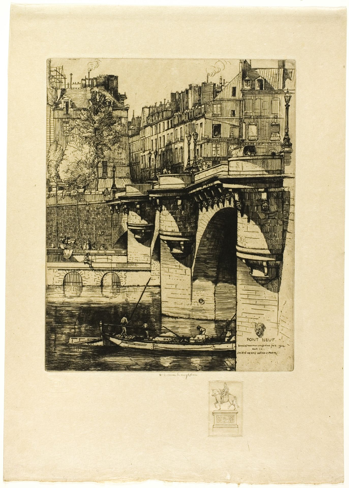 Le Pont Neuf, Paris (with remarque) by Donald Shaw MacLaughlan