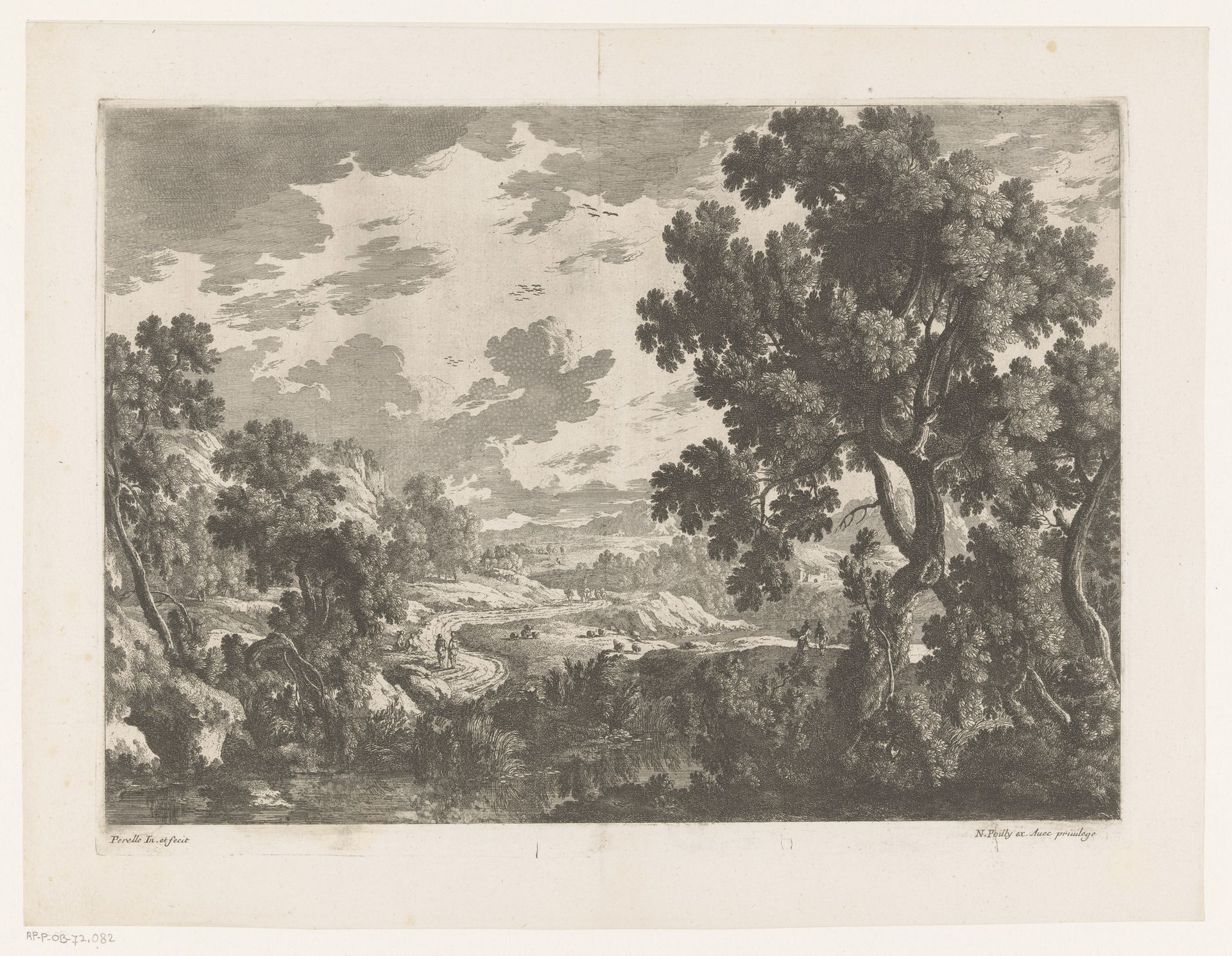 Rivierlandschap met bochtige weg by Nicolas Perelle