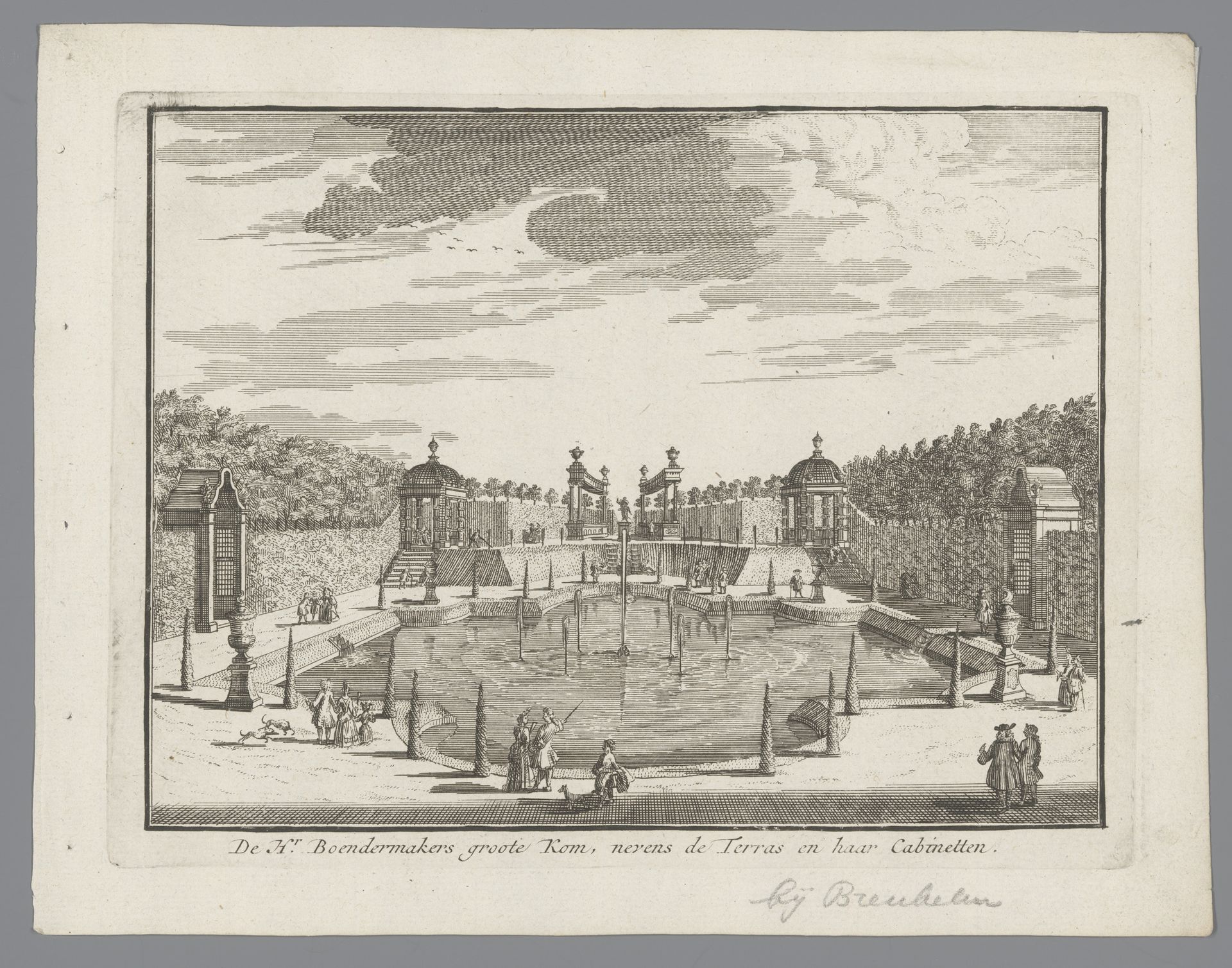 Gezicht op de tuin van de buitenplaats van de heer Boendermaker bij Breukelen by Anonymous