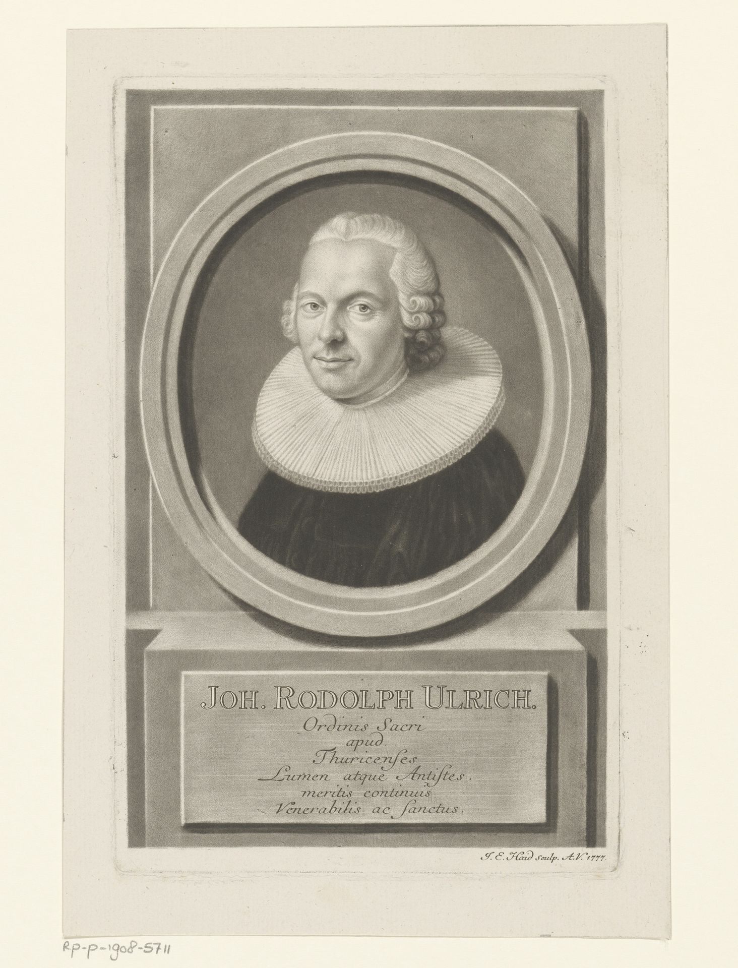 Portret van Johann Rudolf Ulrich by Johann Elias Haid