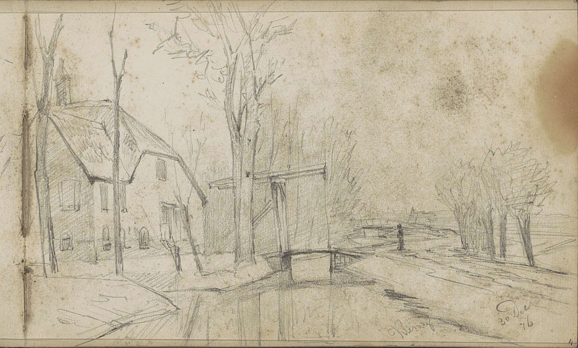 Huizen en een ophaalbrug langs de Kleiweg bij Rotterdam by Willem Cornelis Rip