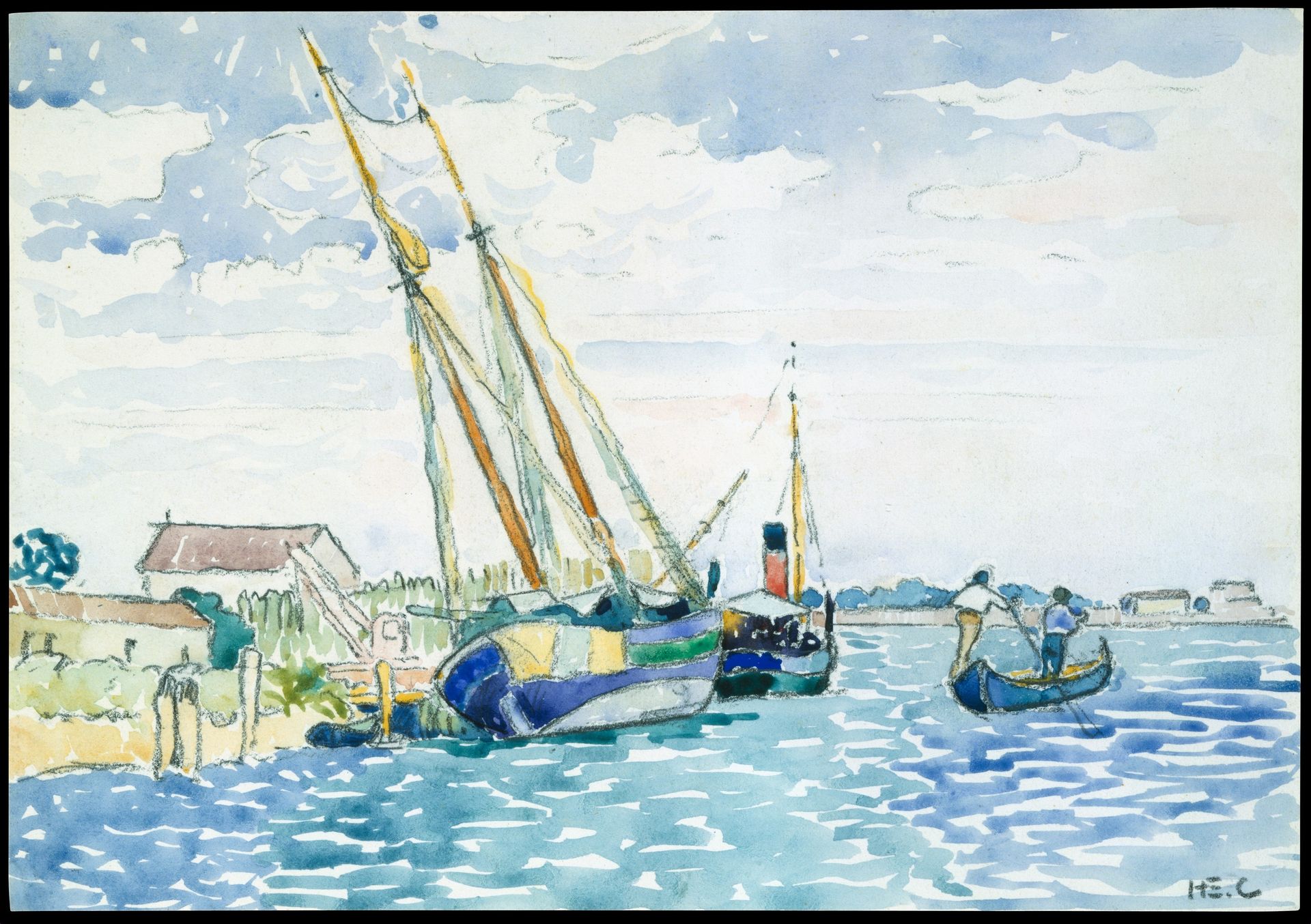 Marine Scene (Boats near Venice) by Henri-Edmond Cross (Henri-Edmond Delacroix)