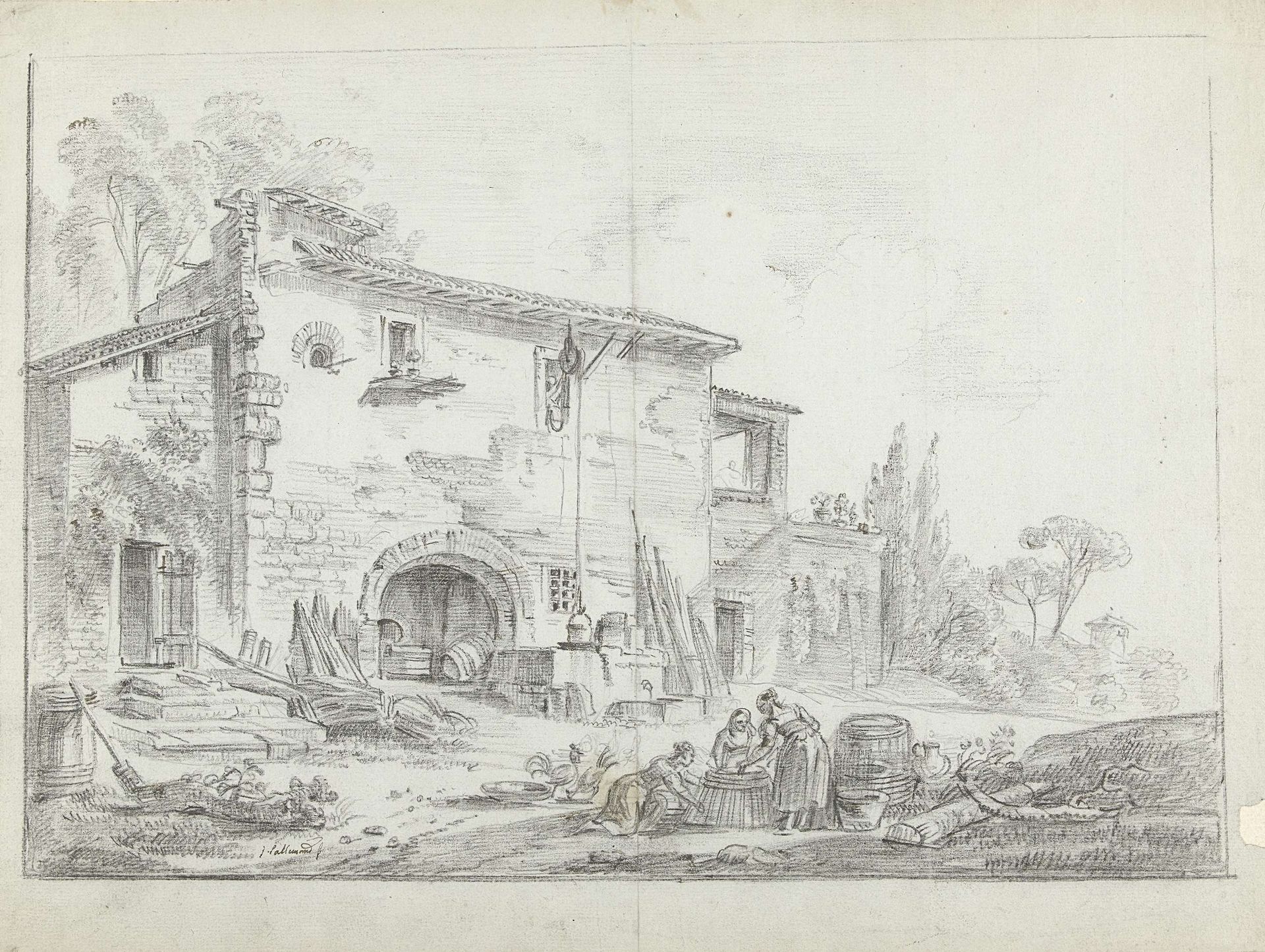 Drie vrouwen met vaten en ander materiaal by Jean-Baptiste Lallemand