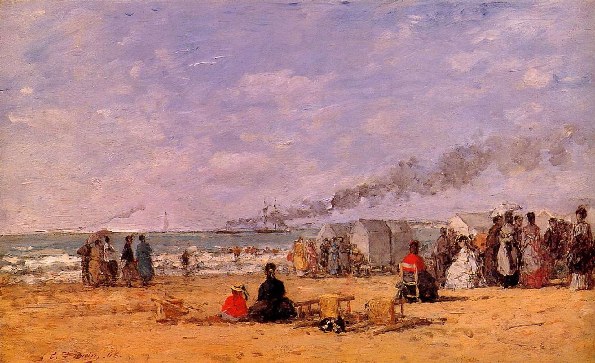 The Beach at Trouville by Eugène Boudin