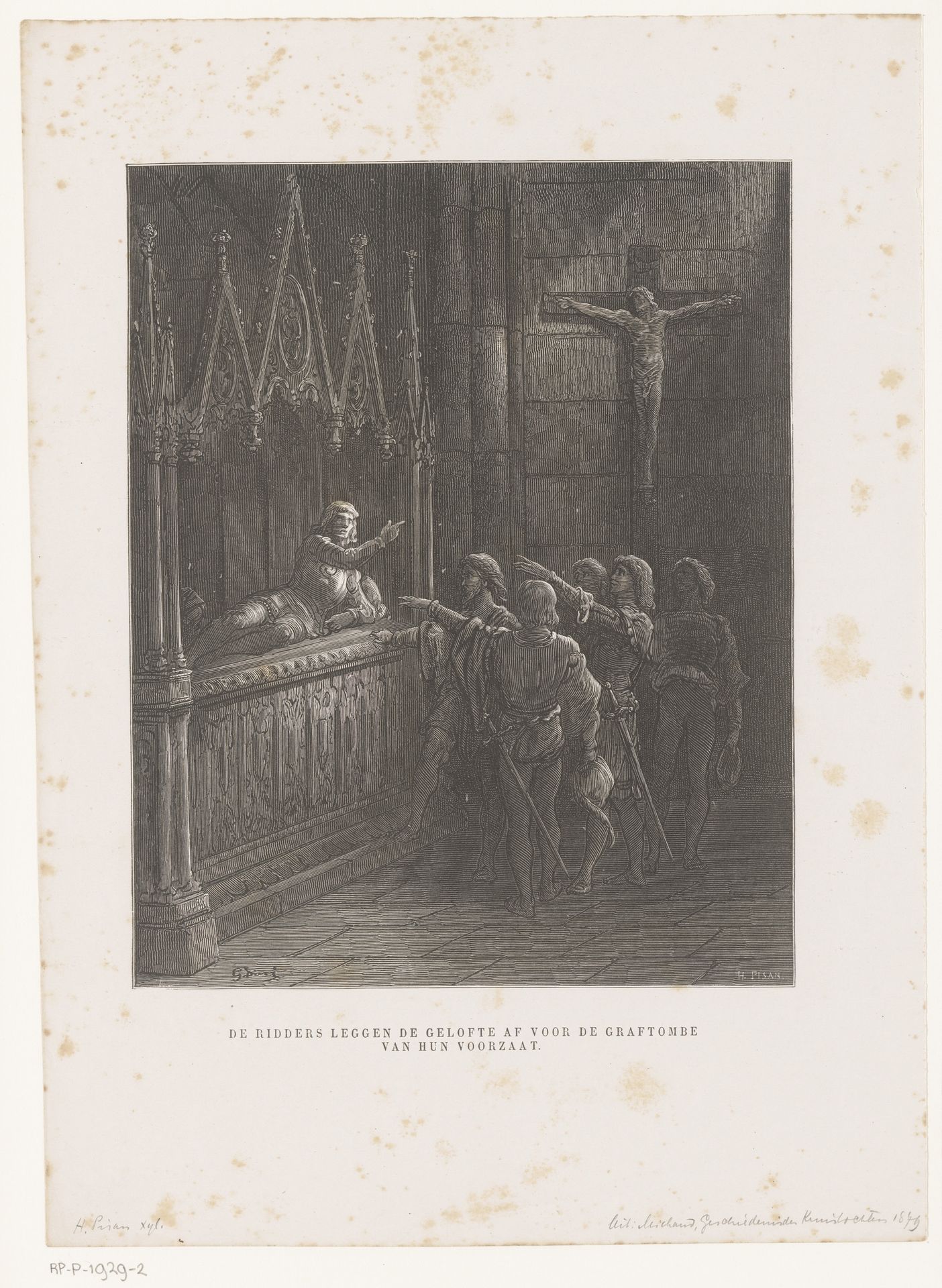 Ridders leggen een gelofte af bij een graftombe by Héliodore Joseph Pisan