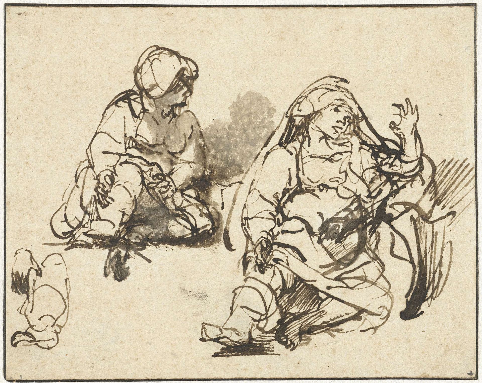 Studies for the Sick Woman in the ‘Hundred Guilder Print’ by Rembrandt van Rijn