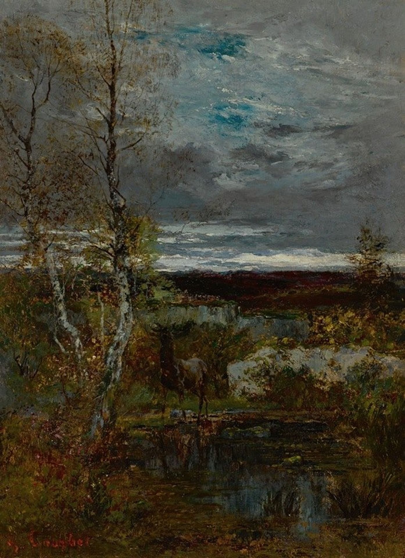 Cerf À La Mare by Gustave Courbet