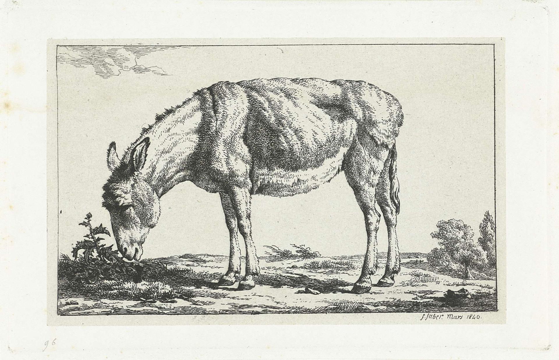 Grazende ezel by Frédéric Théodore Faber