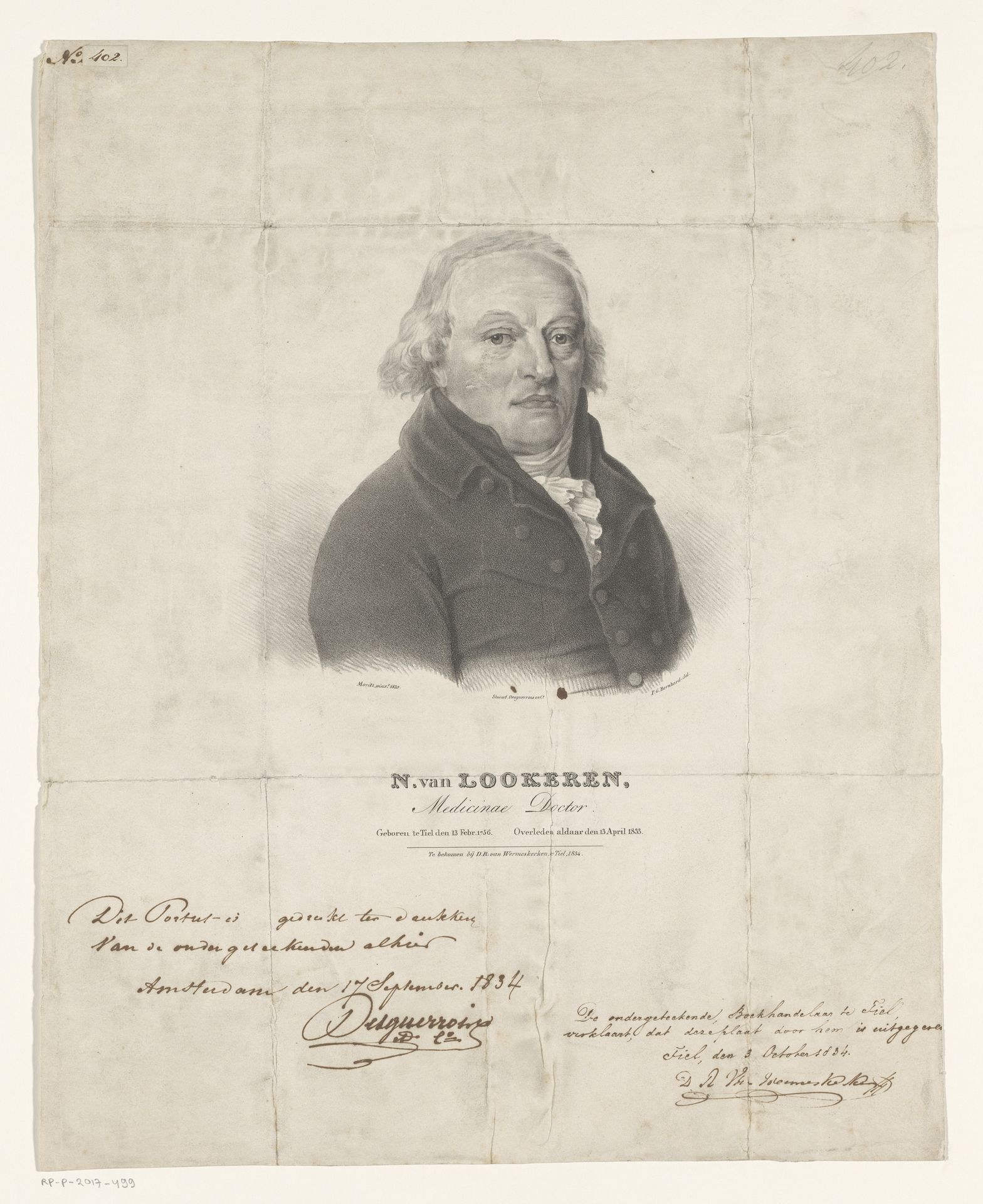 Portret van Nicolaas van Lookeren by Pieter Gerardus Bernhard