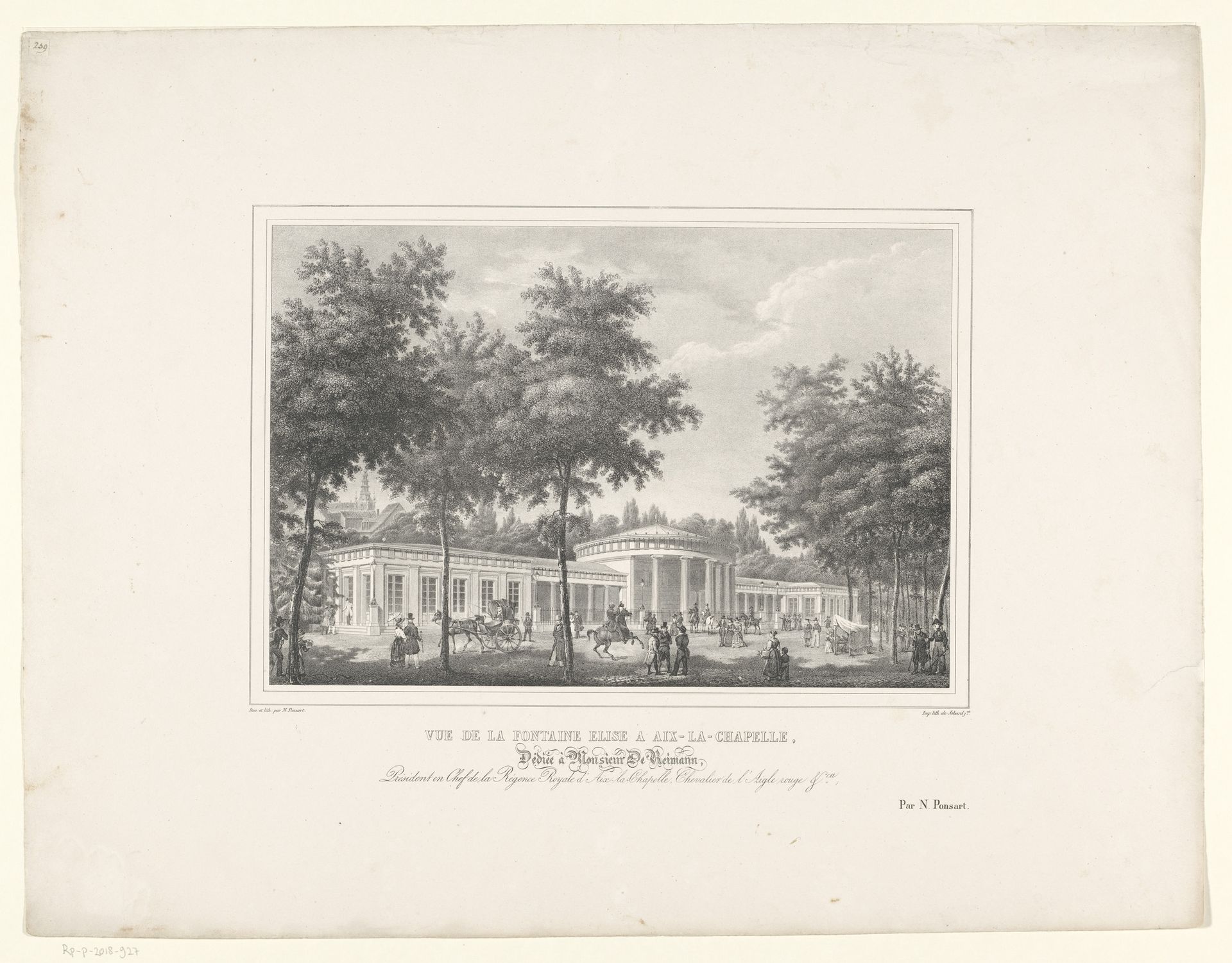 Gezicht op de Elisenbrunnen in Aken by Jean Nicolas Ponsart