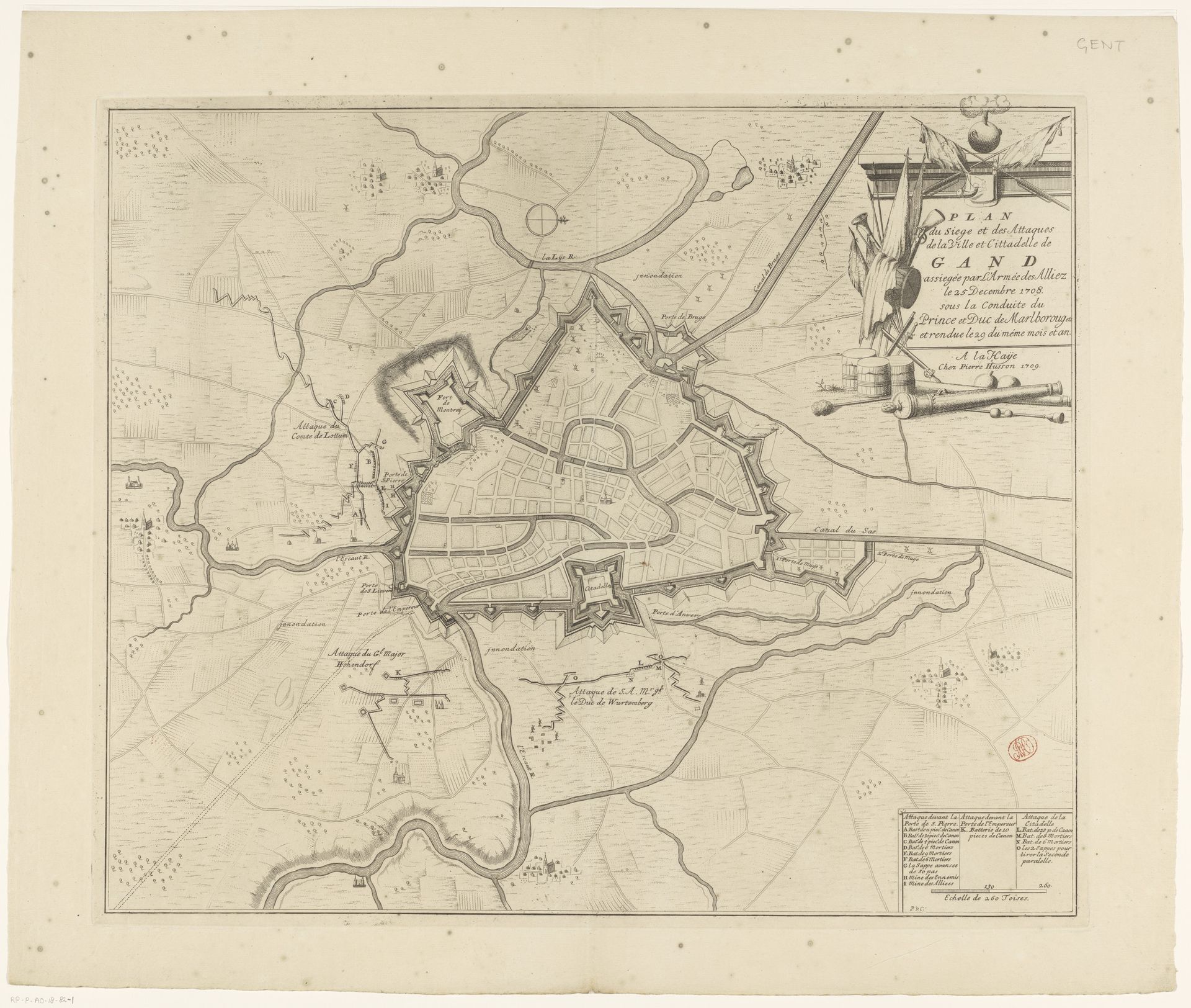 Plan van het beleg van Gent, 1708 by Pieter van (II) Call