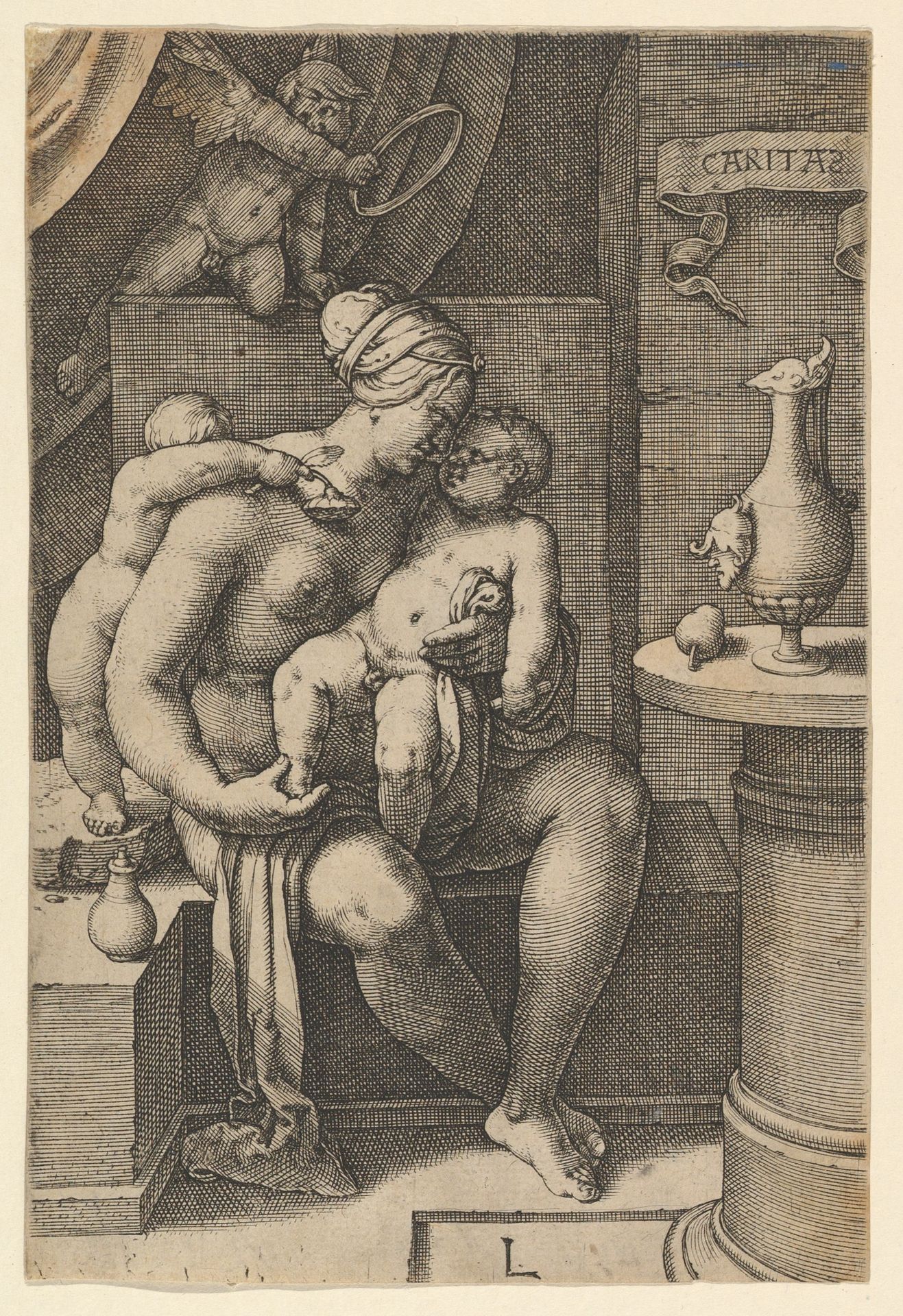 Charity, from "The Seven Virtues" by Lucas van Leyden