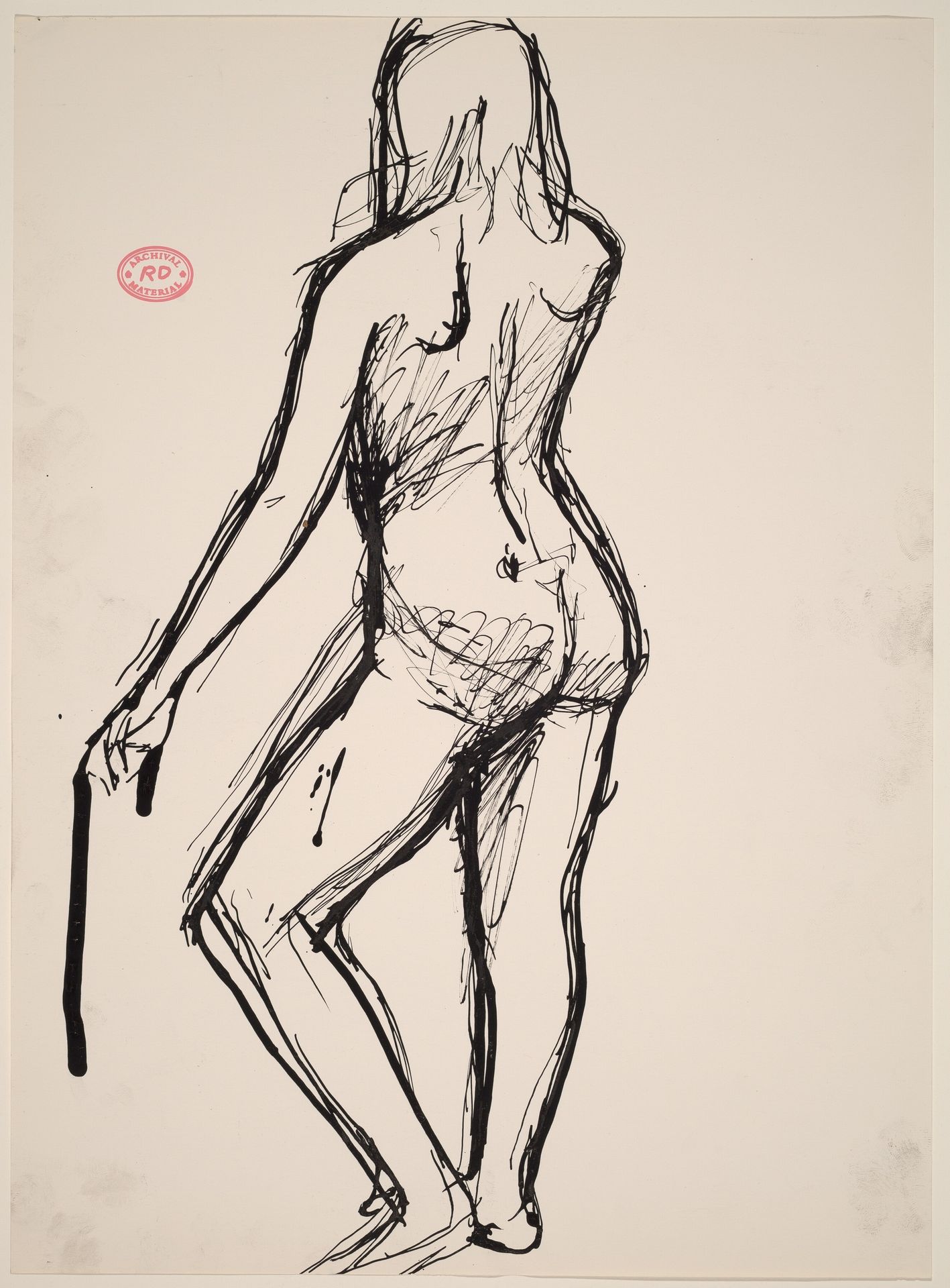 Untitled [back view of nude holding a support in her left hand] by Richard Diebenkorn