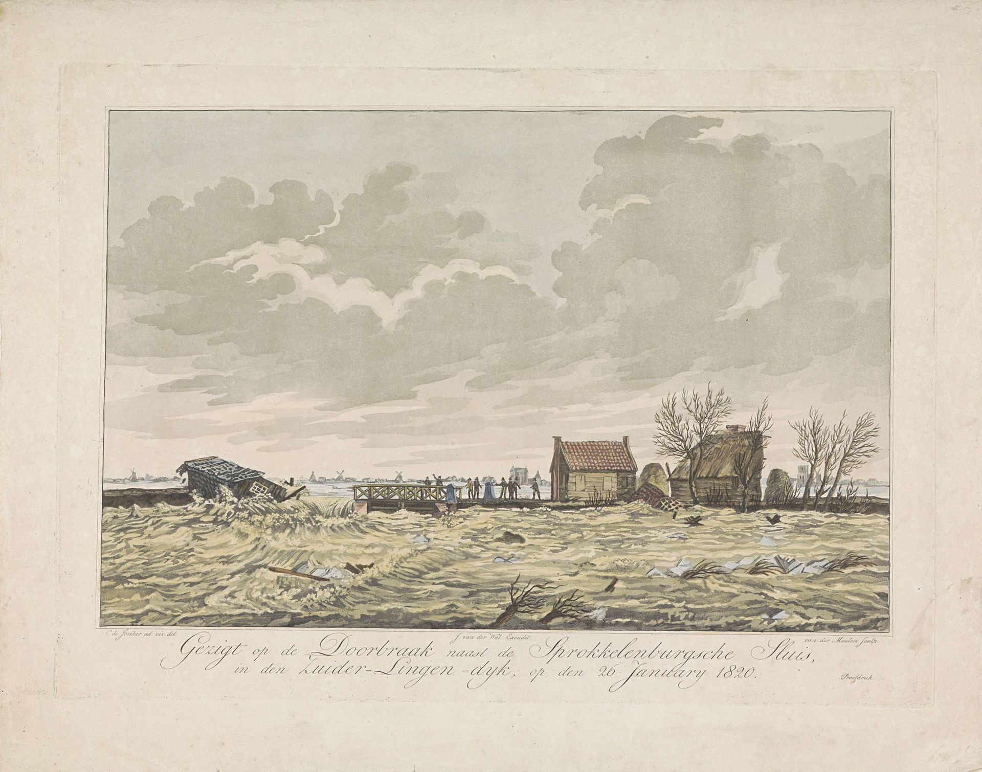 Dijkdoorbraak bij de Sprokkelburgse sluis bij Gorinchem, 1820 by Roelof van der Meulen
