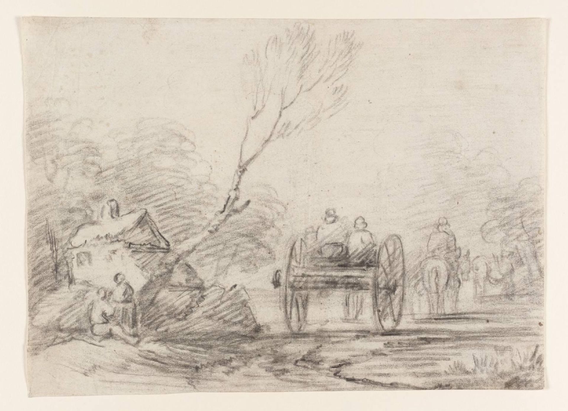 A Cottage, Cart, Horsemen, Etc. by Thomas Gainsborough