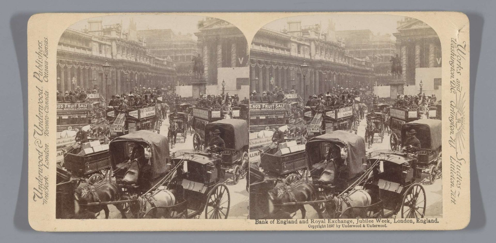 Gezicht op Bank junction te Londen tijdens de viering van het diamanten jubileum van koningin Victoria by Underwood & Underwood