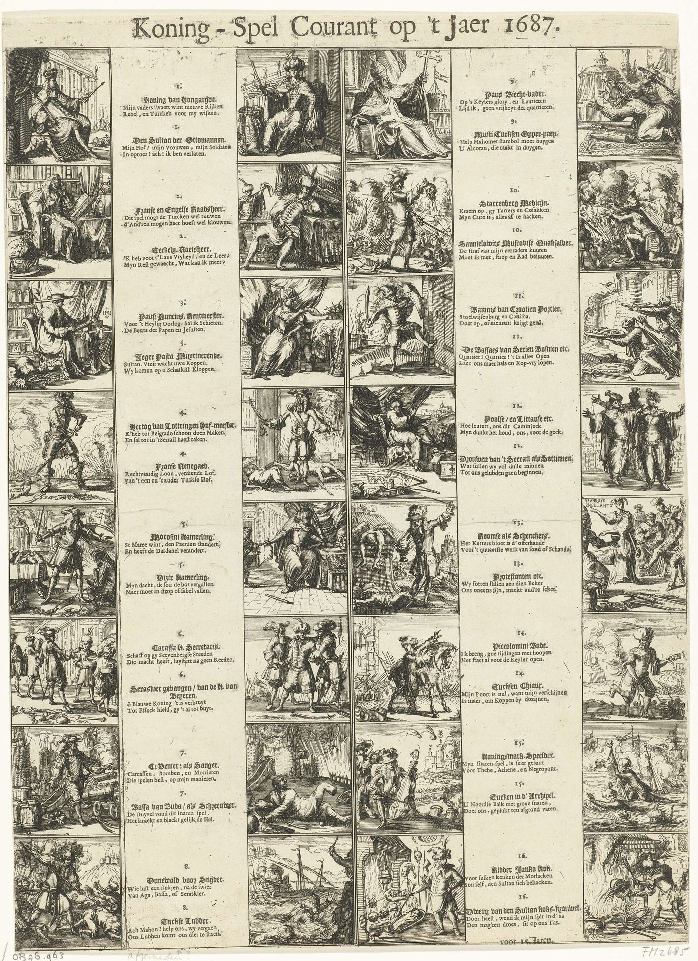 Spotprent op de gebeurtenissen in het jaar 1687 by Romeyn de Hooghe