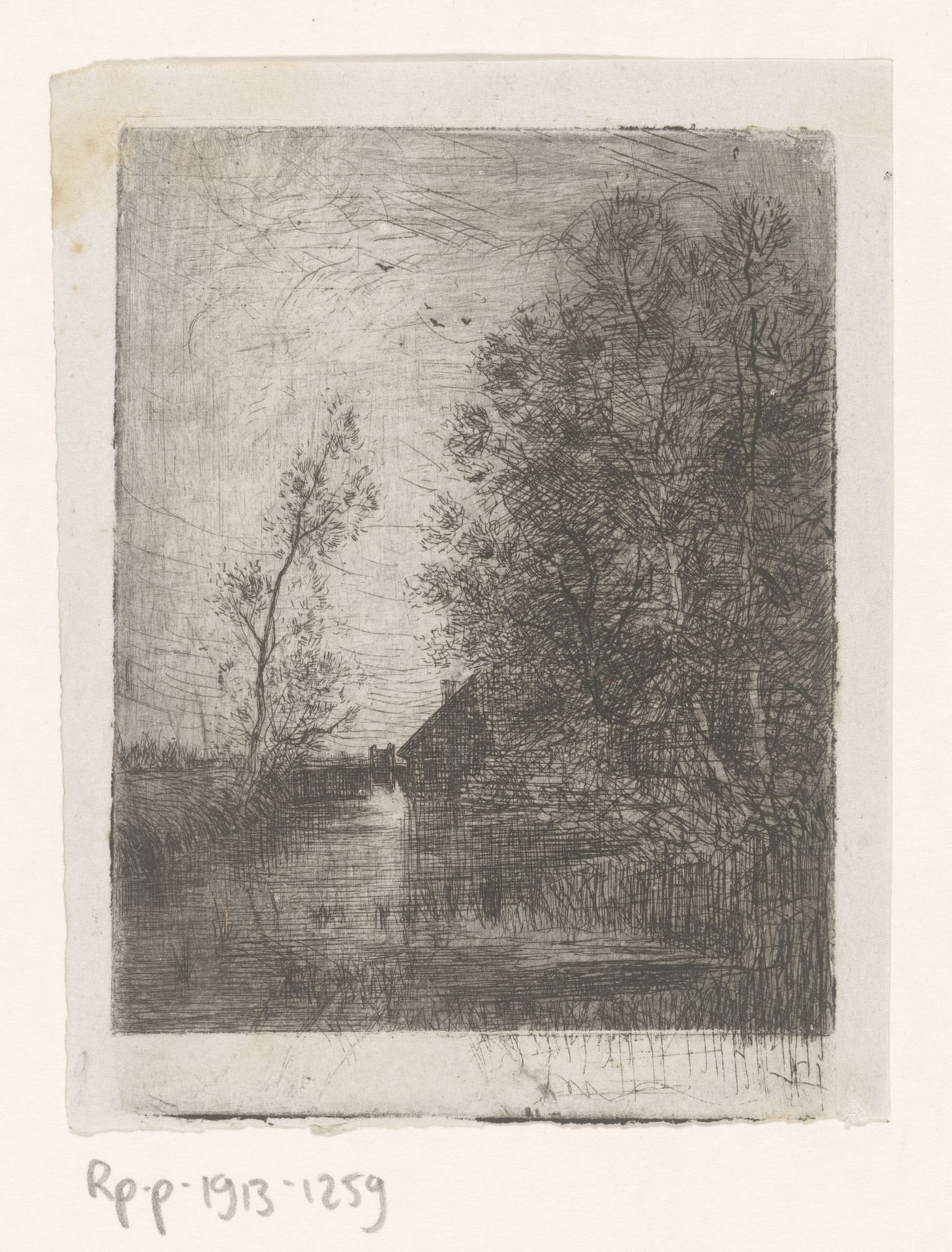 Landschap met molen aan het water by Philip Zilcken