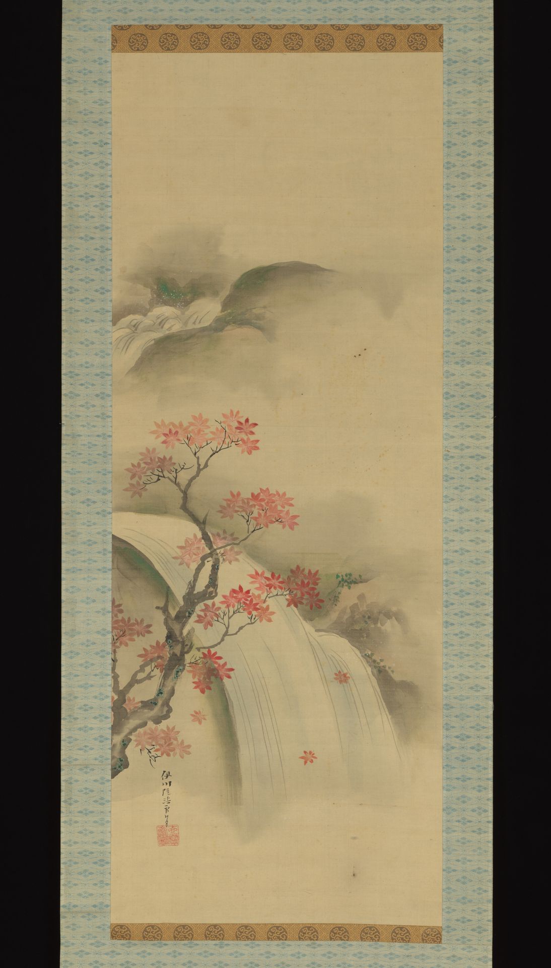 Waterfall and Maple Tree by Kano Seisen’in