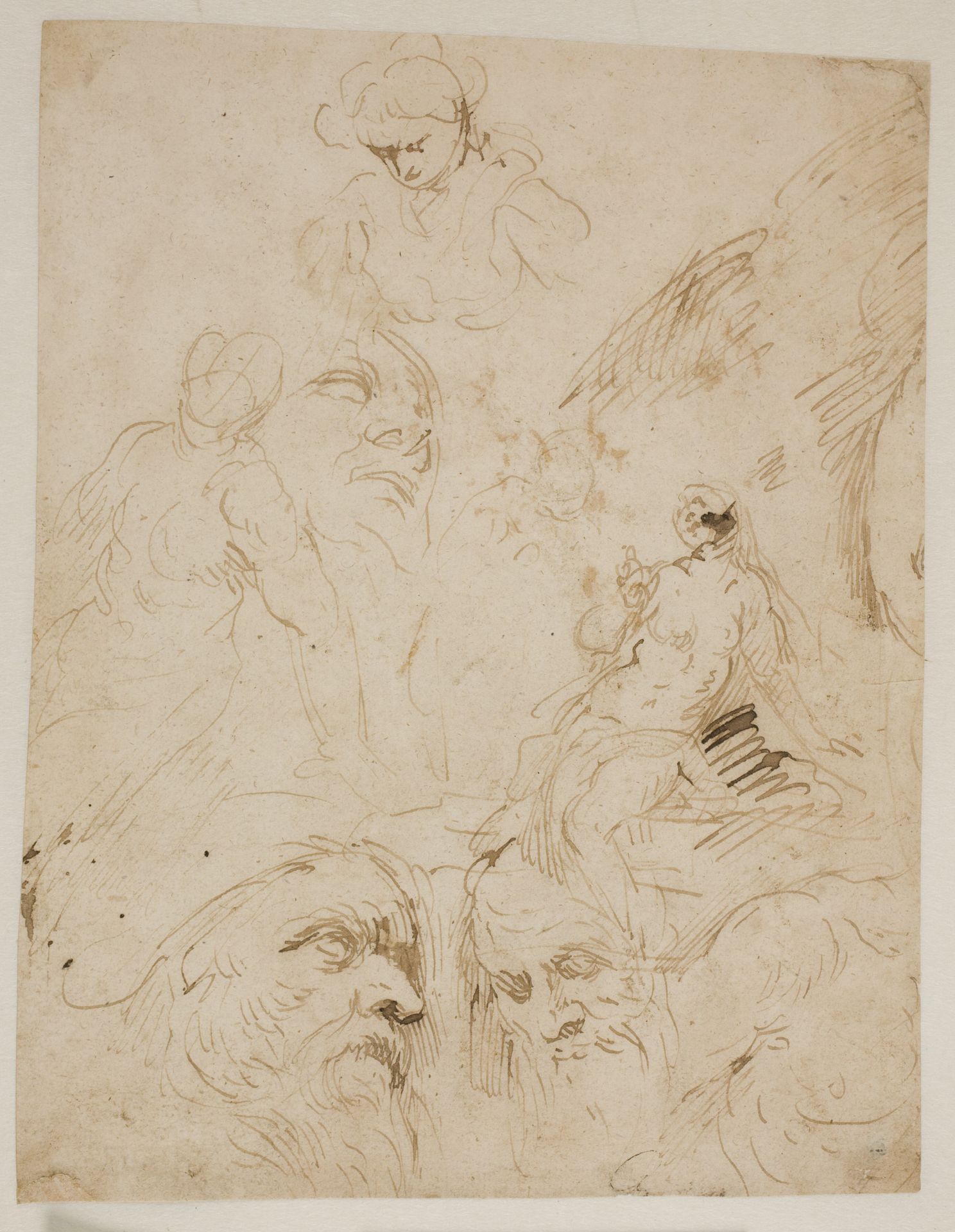 Studies for male heads and a seated nude woman by Jacopo Palma (il Giovane)