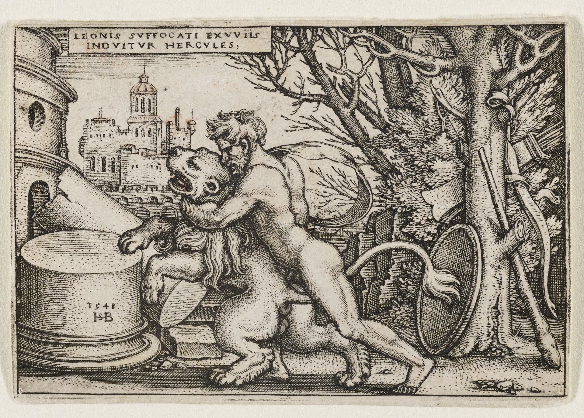 Hercules and the Nemean Lion, from The Labors of Hercules by Sebald Beham