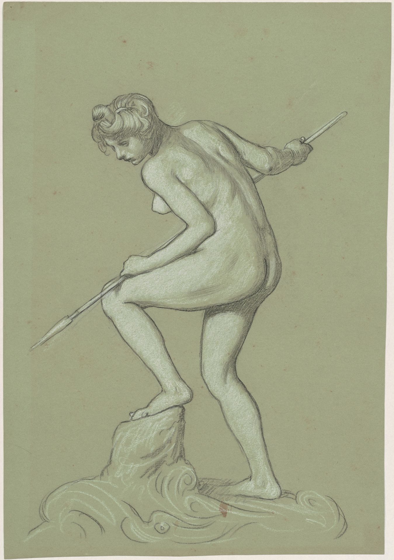 Girl Spearing Dolphin by Elihu Vedder